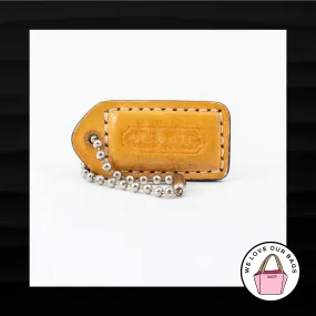 1.5" Small COACH BROWN TAN LEATHER KEY FOB CHARM KEYCHAIN HANG TAG WRISTLET
