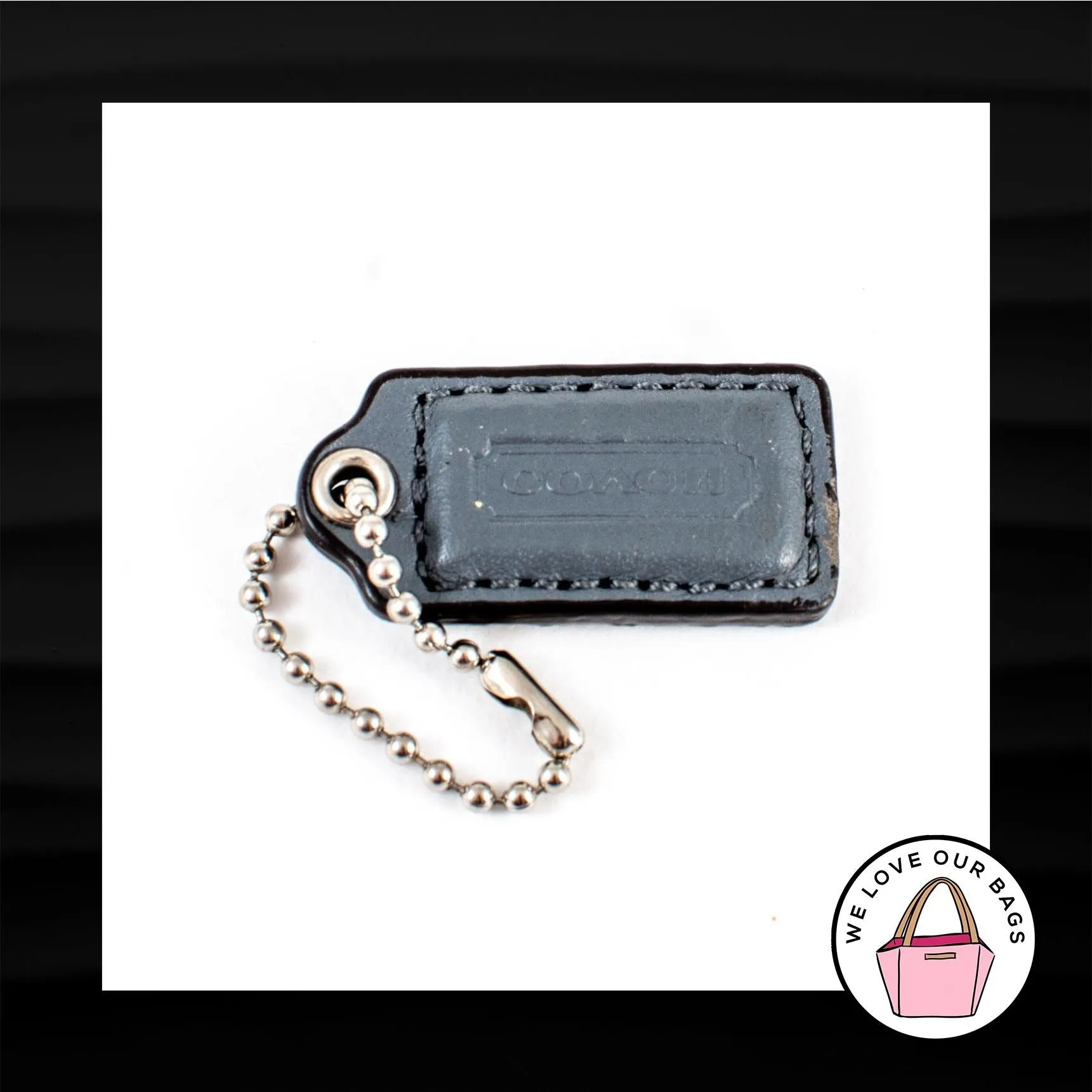 1.5" Small COACH GRAY SNAKESKIN LEATHER KEY FOB CHARM KEYCHAIN HANG TAG WRISTLET