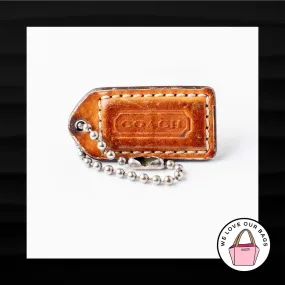 1.5" Small COACH TAN BROWN LEATHER KEY FOB CHARM KEYCHAIN HANG TAG WRISTLET