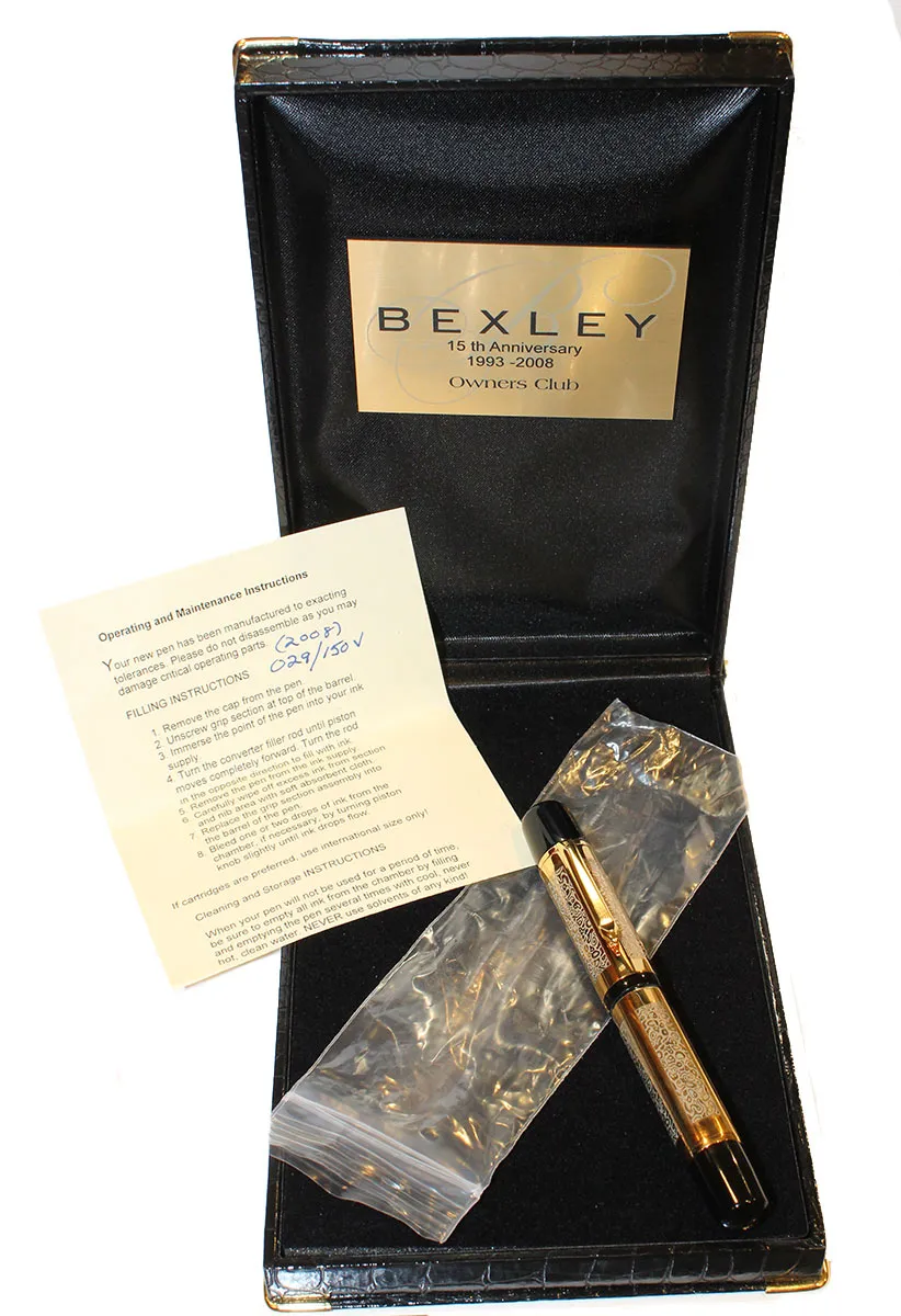 2008 BEXLEY OWNERS CLUB LIMITED EDITION 29/150 VERMEIL OVER STERLING FOUNTAIN PEN NOS NEVER INKED