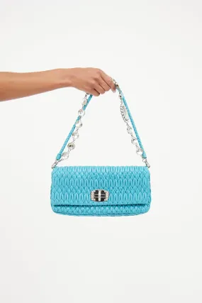 2014 Teal Matelassé Leather Crystal Flap Bag