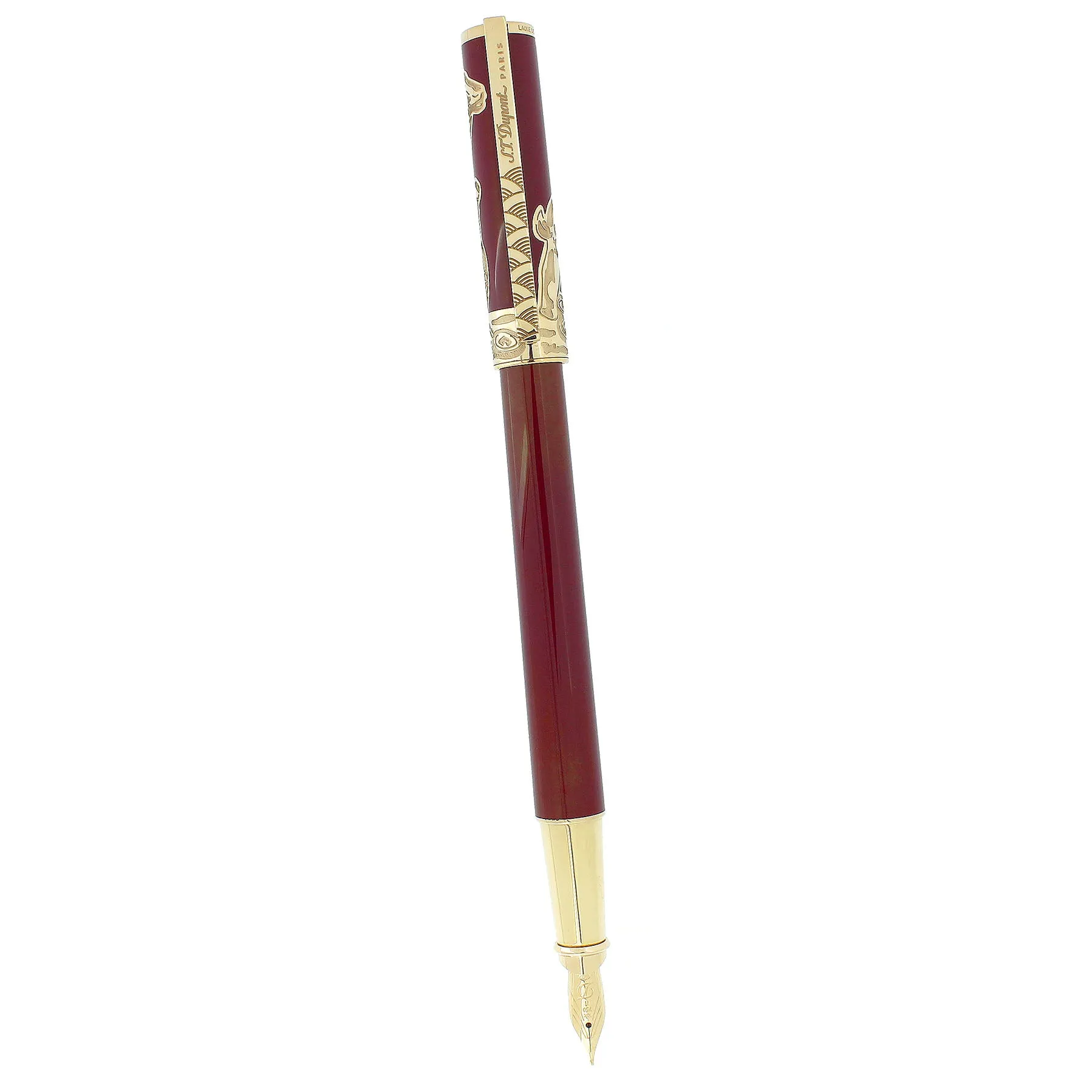 2015 ST DUPONT NEO CLASSIQUE RED CHINESE LACQUER YEAR OF THE GOAT FOUNTAIN PEN NEVER INKED