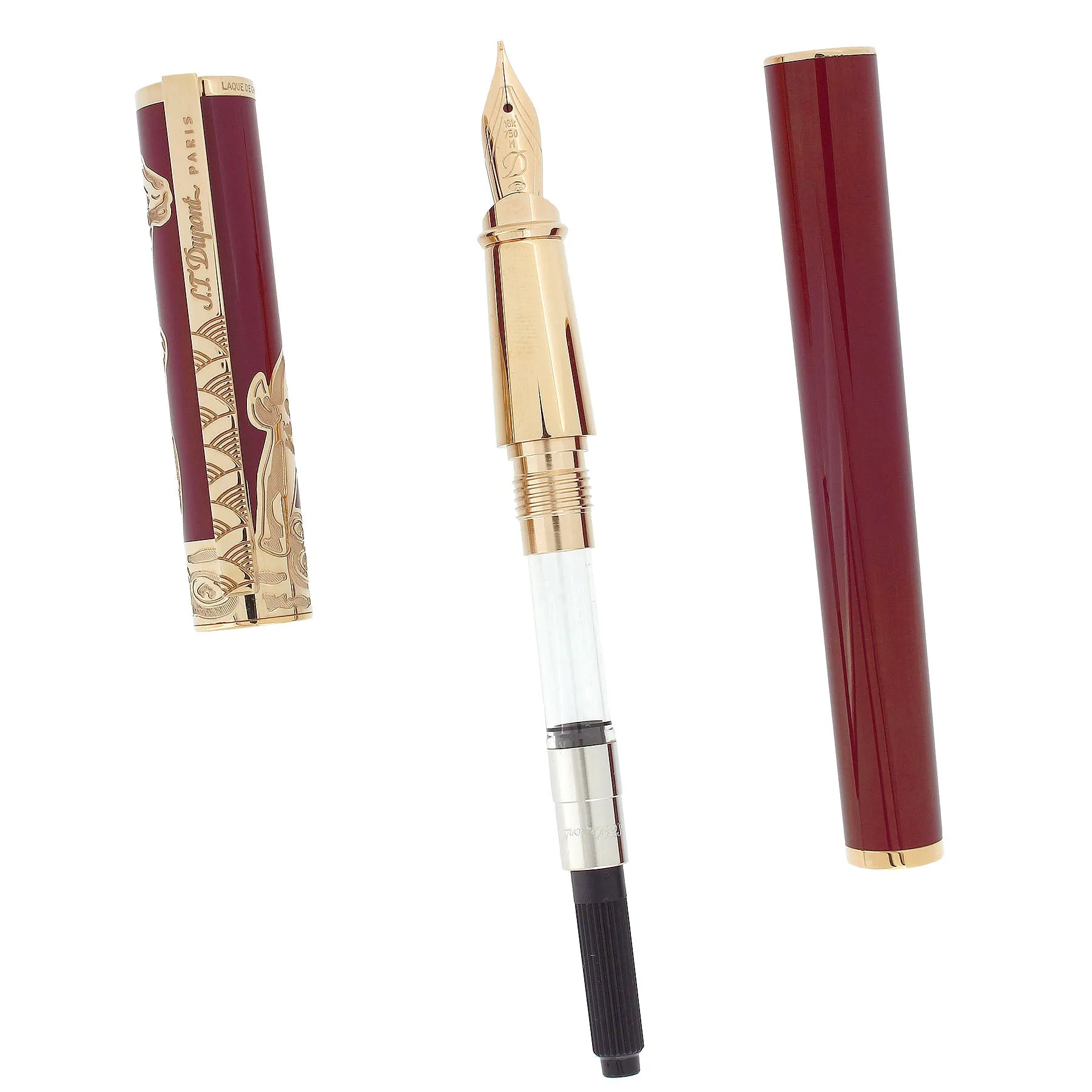 2015 ST DUPONT NEO CLASSIQUE RED CHINESE LACQUER YEAR OF THE GOAT FOUNTAIN PEN NEVER INKED