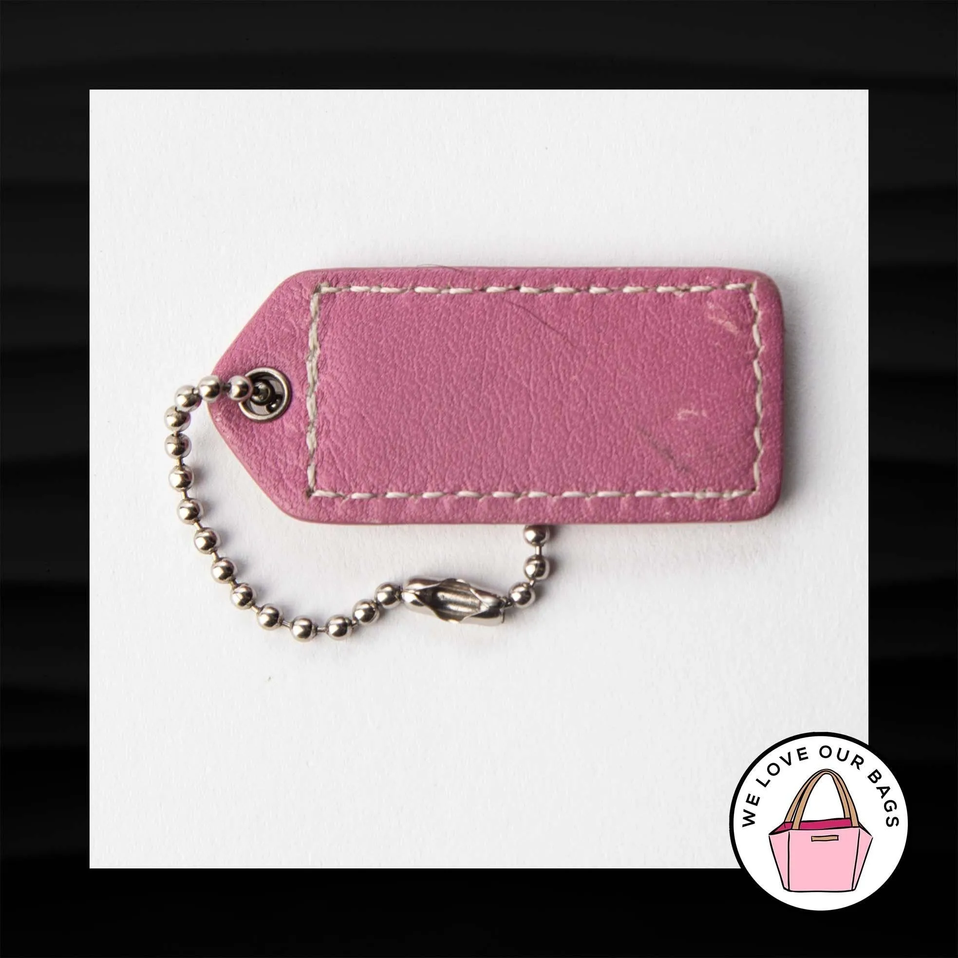2" Medium COACH TAN NUDE PINK LEATHER KEY FOB BAG CHARM KEYCHAIN HANGTAG TAG