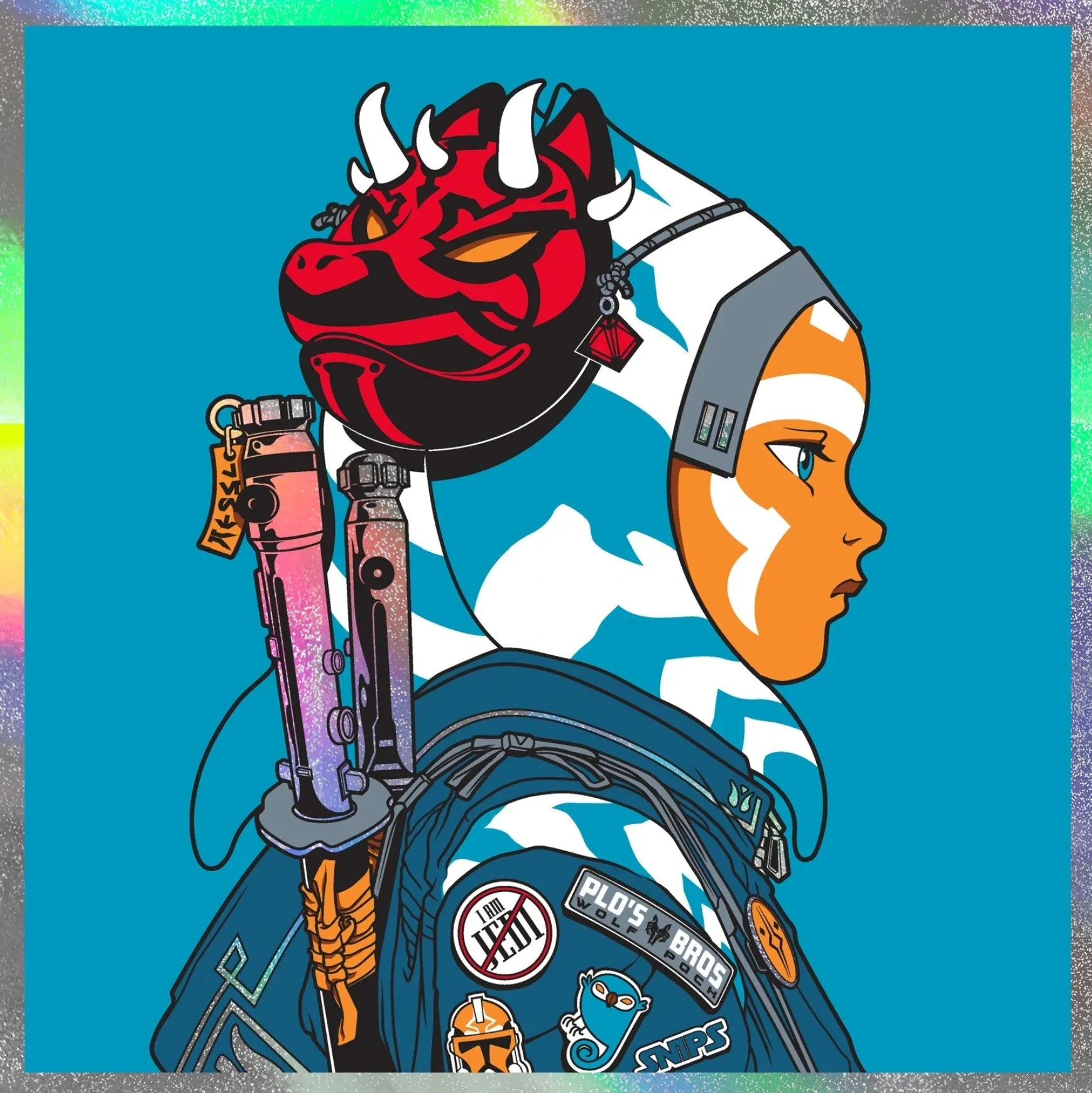 Ahsoka Tano Dots Foil Silkscreen Print by Joshua Budich