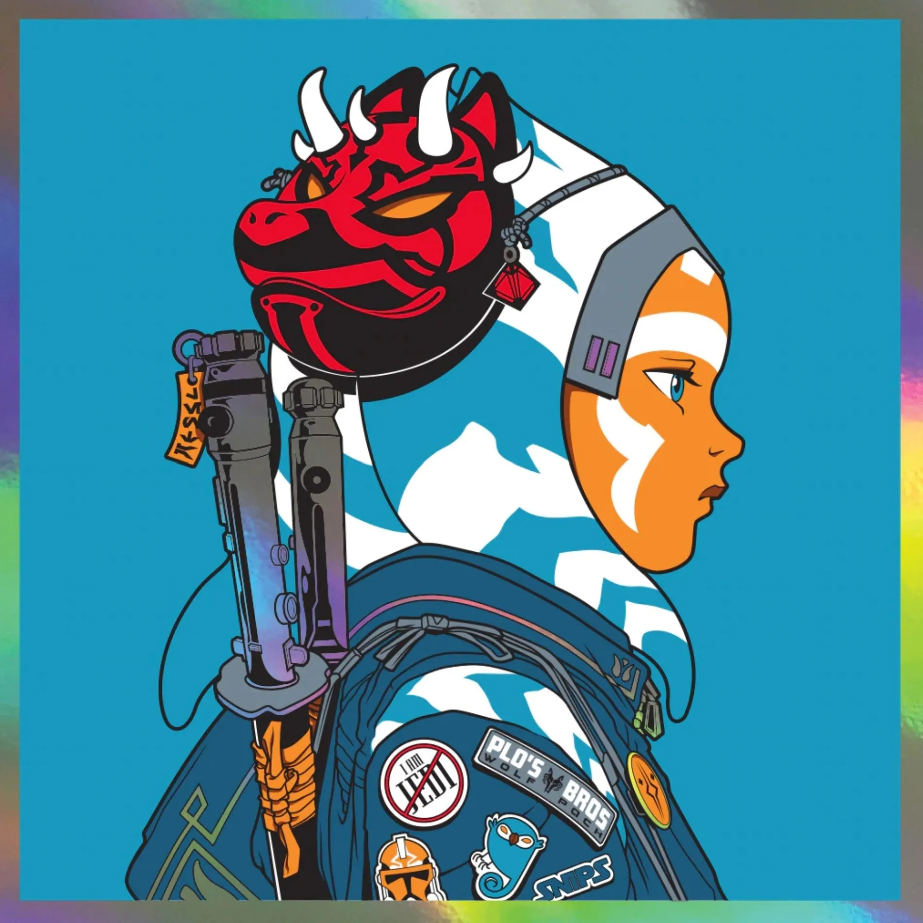 Ahsoka Tano Rainbow Foil Silkscreen Print by Joshua Budich