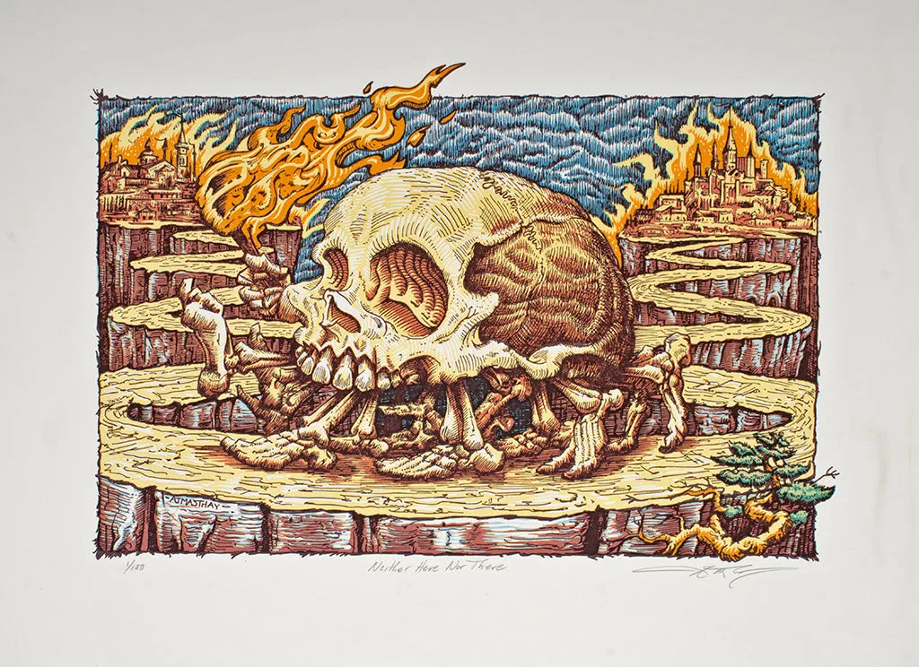 A.J. Masthay - "Neither Here Nor There" (linocut) print