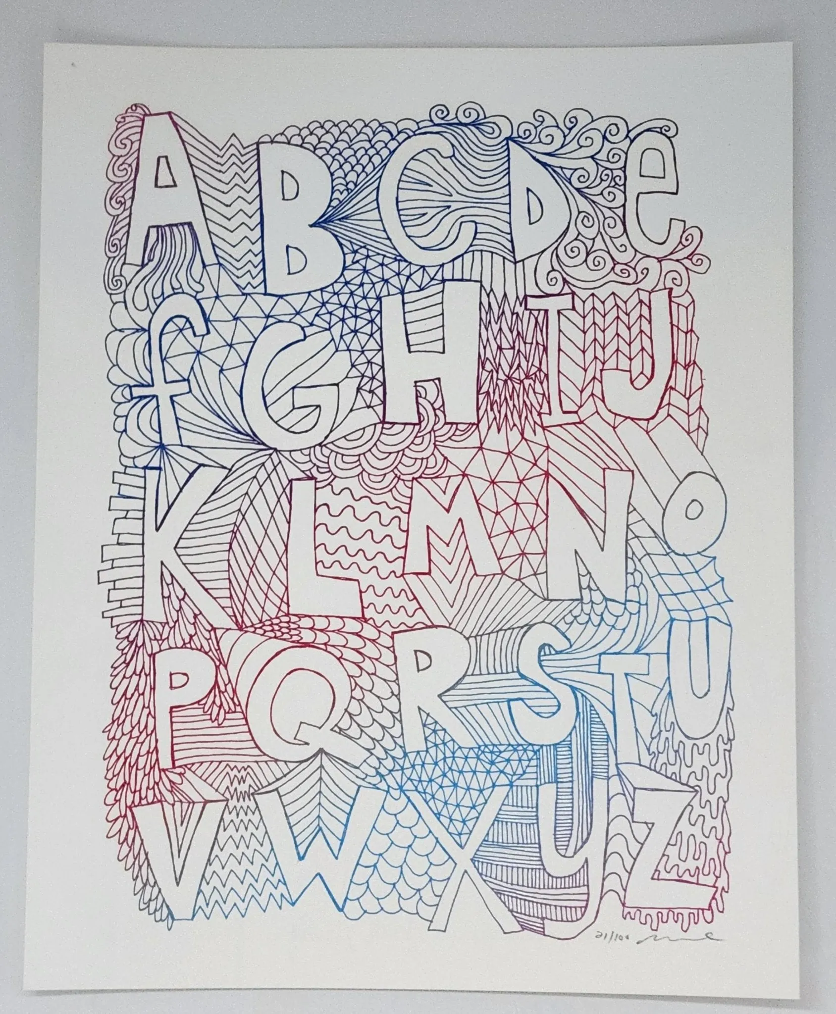 Alphabet Pink Silkscreen Print by Nate Duval