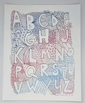 Alphabet Pink Silkscreen Print by Nate Duval