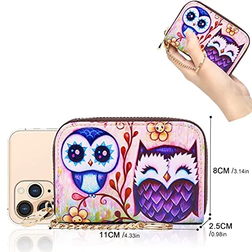 APHISON RFID Credit Card Holder Wallets for Women Leather Zipper Card Case for Ladies Girls/Gift Box（068）