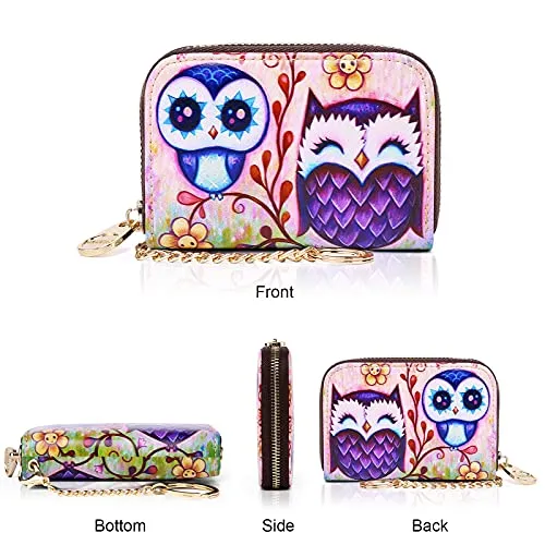 APHISON RFID Credit Card Holder Wallets for Women Leather Zipper Card Case for Ladies Girls/Gift Box（068）