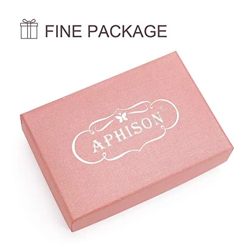 APHISON RFID Credit Card Holder Wallets for Women Leather Zipper Card Case for Ladies Girls/Gift Box（068）