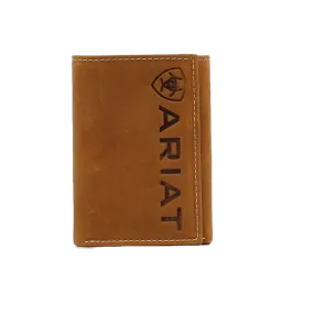 ARIAT Brown w/ Embossed Shield Tri-Fold Wallet