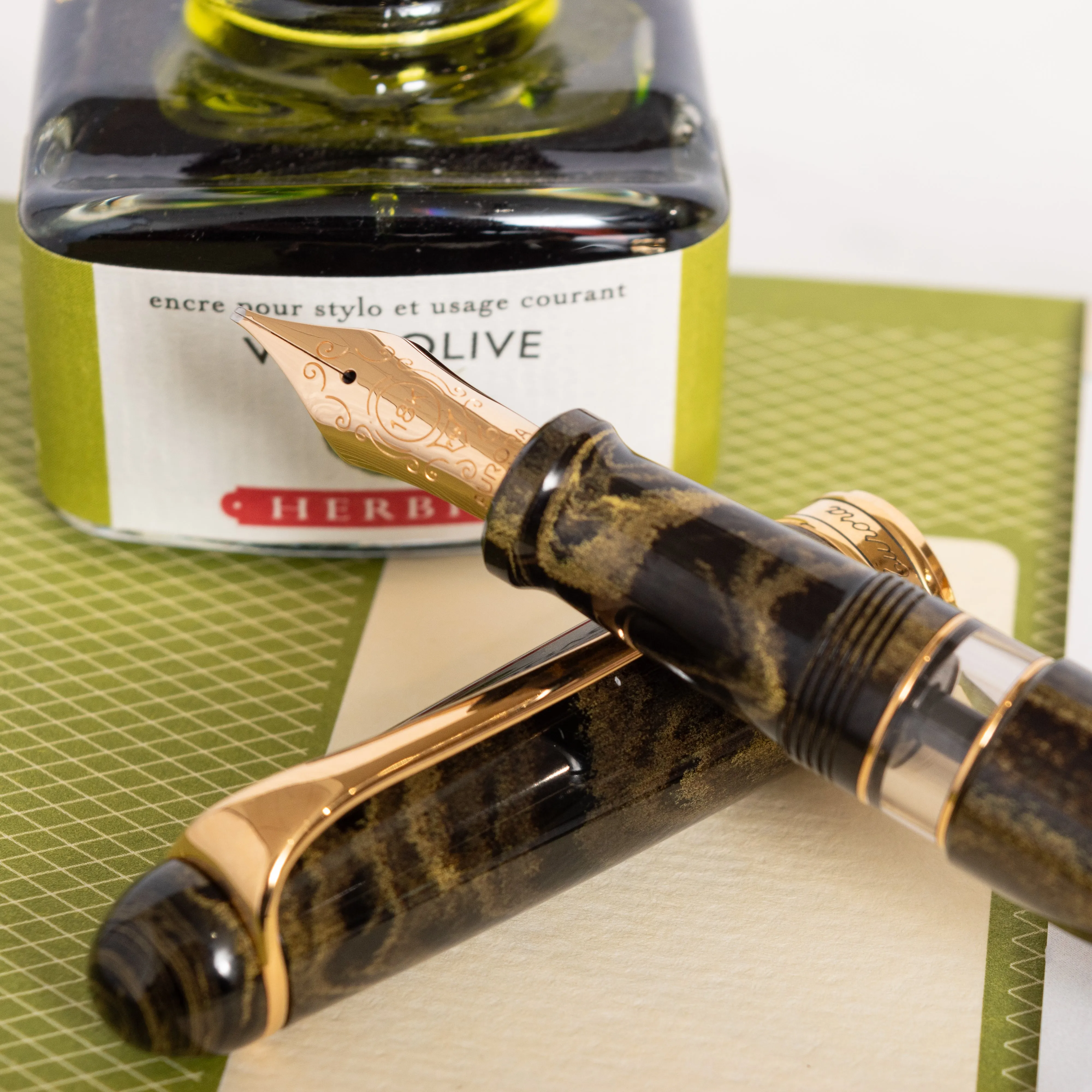 Aurora 88 Yellow Marbled Ebonite Fountain Pen