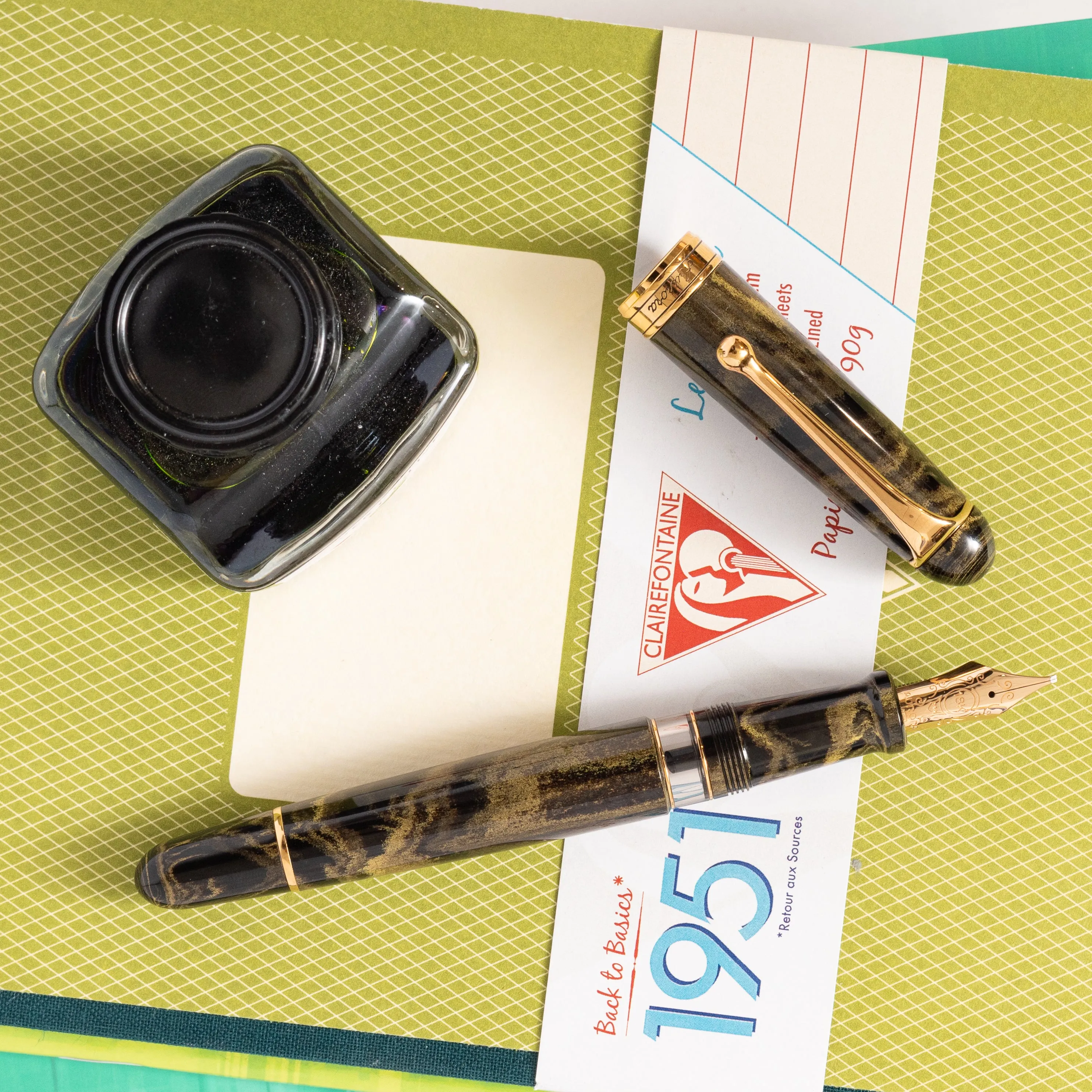 Aurora 88 Yellow Marbled Ebonite Fountain Pen