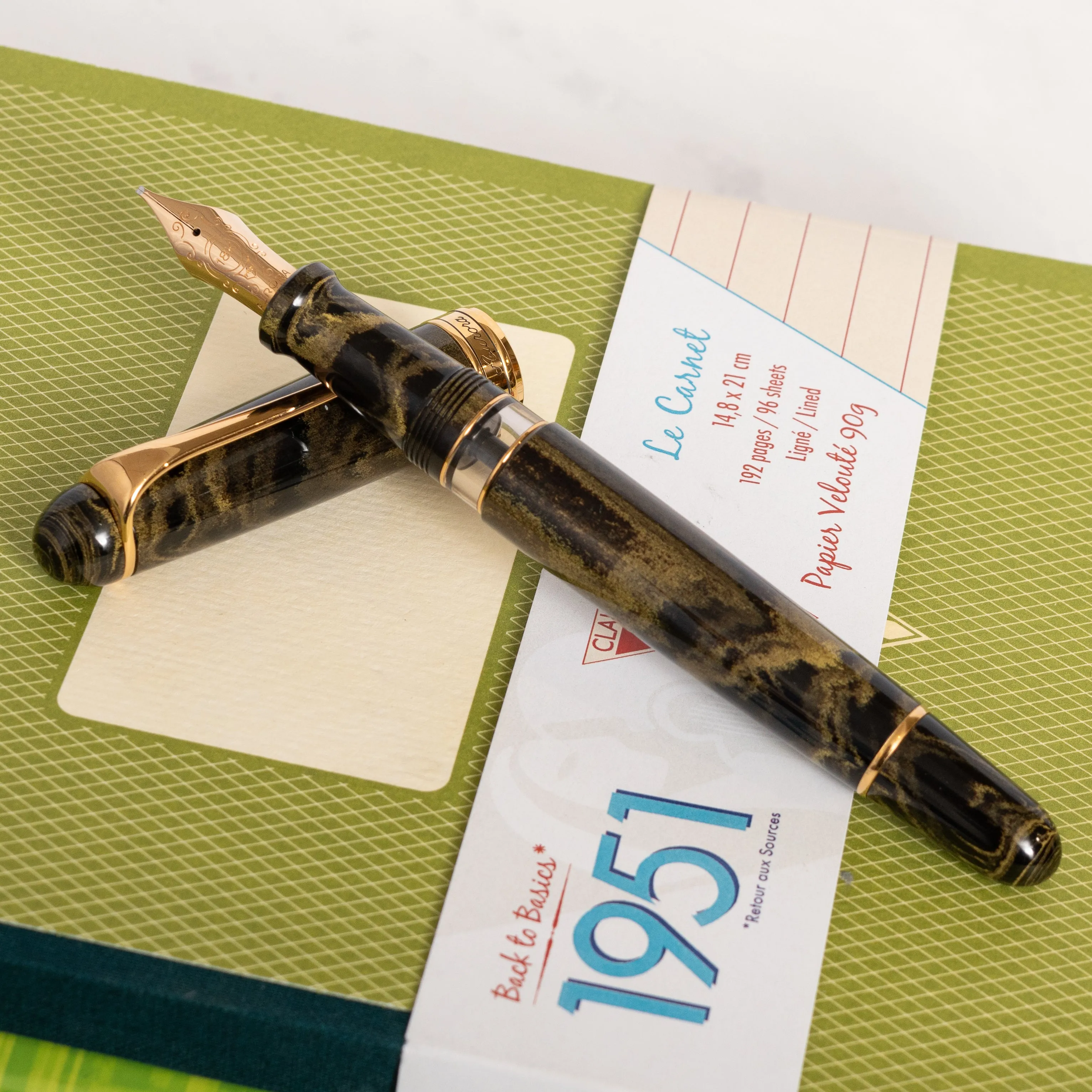Aurora 88 Yellow Marbled Ebonite Fountain Pen