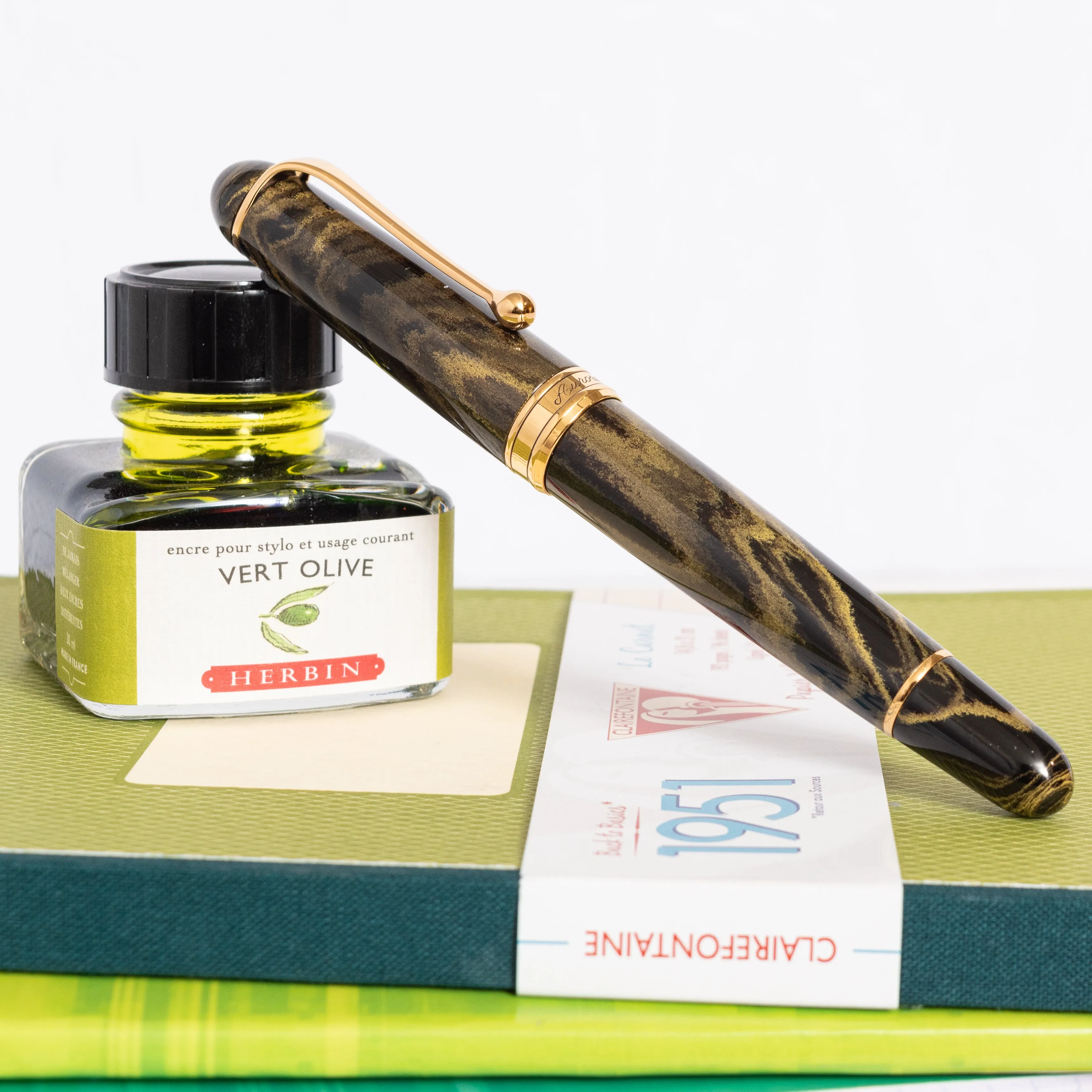 Aurora 88 Yellow Marbled Ebonite Fountain Pen