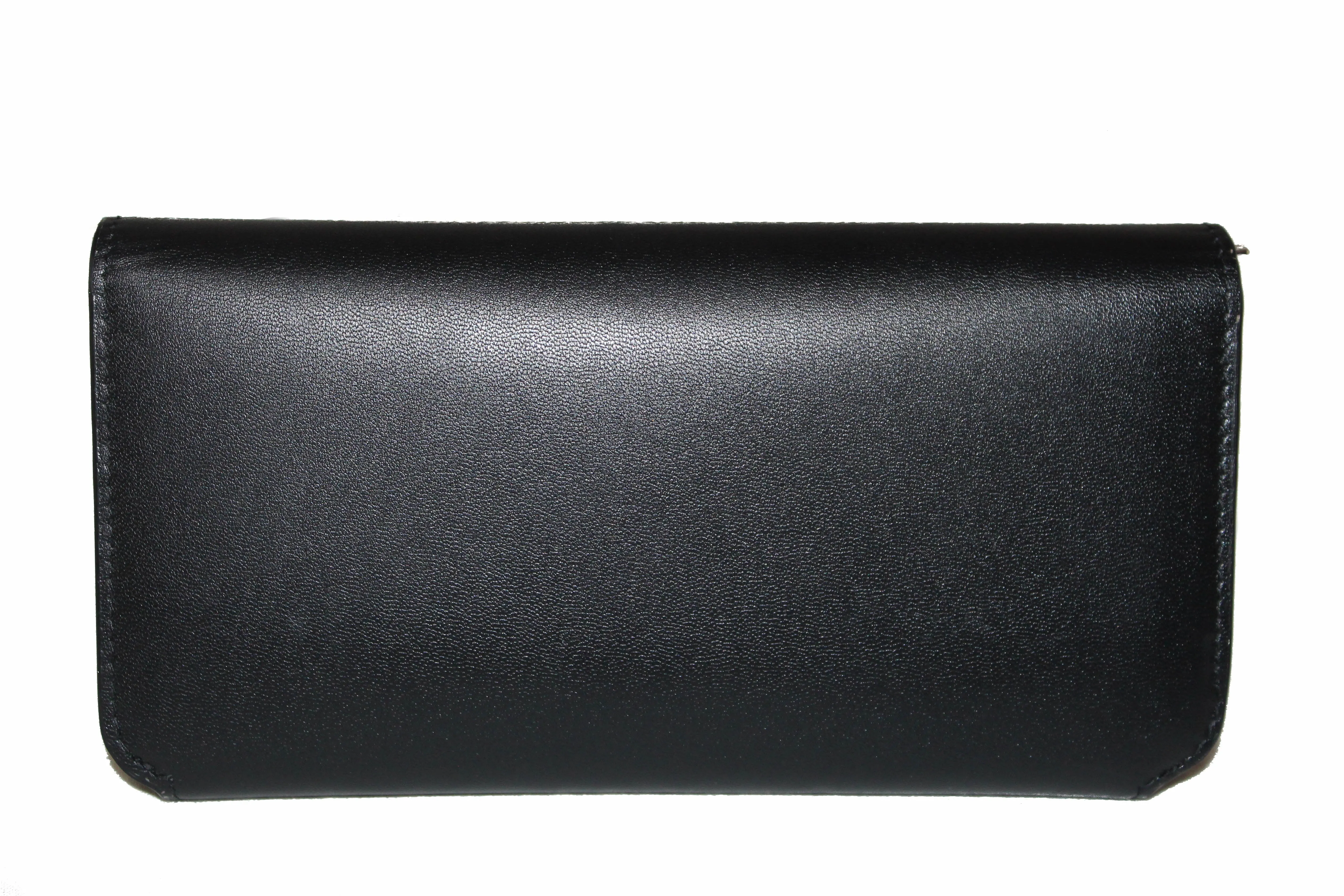 Authentic Balenciaga Black Calfskin Leather Continental Flap Wallet