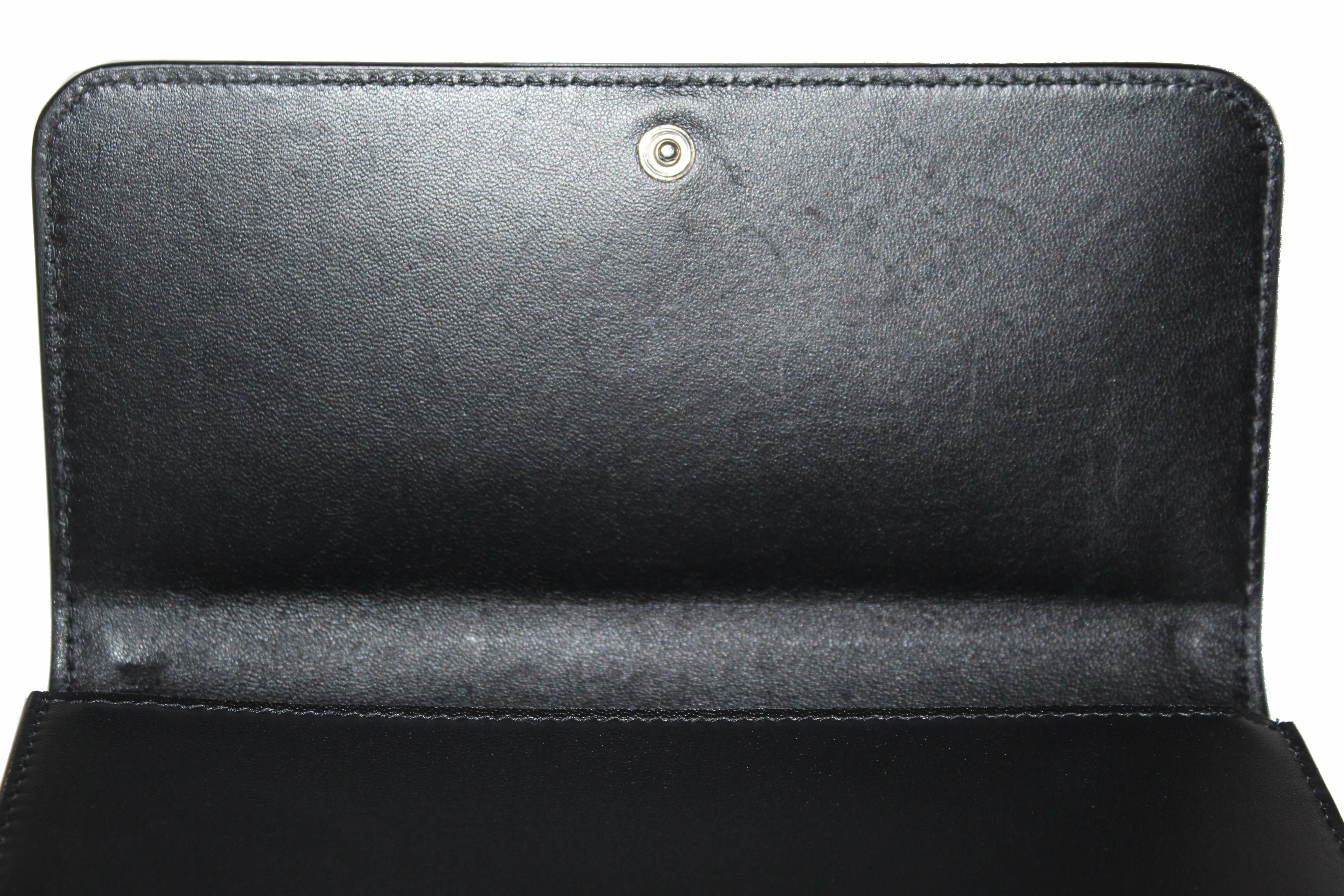 Authentic Balenciaga Black Calfskin Leather Continental Flap Wallet