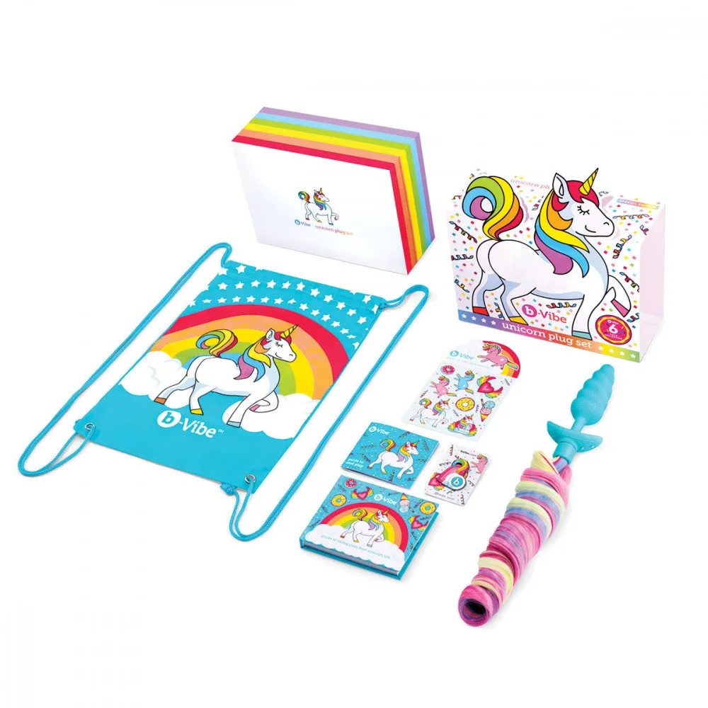 b-Vibe Unicorn Vibrating Butt Plug Set