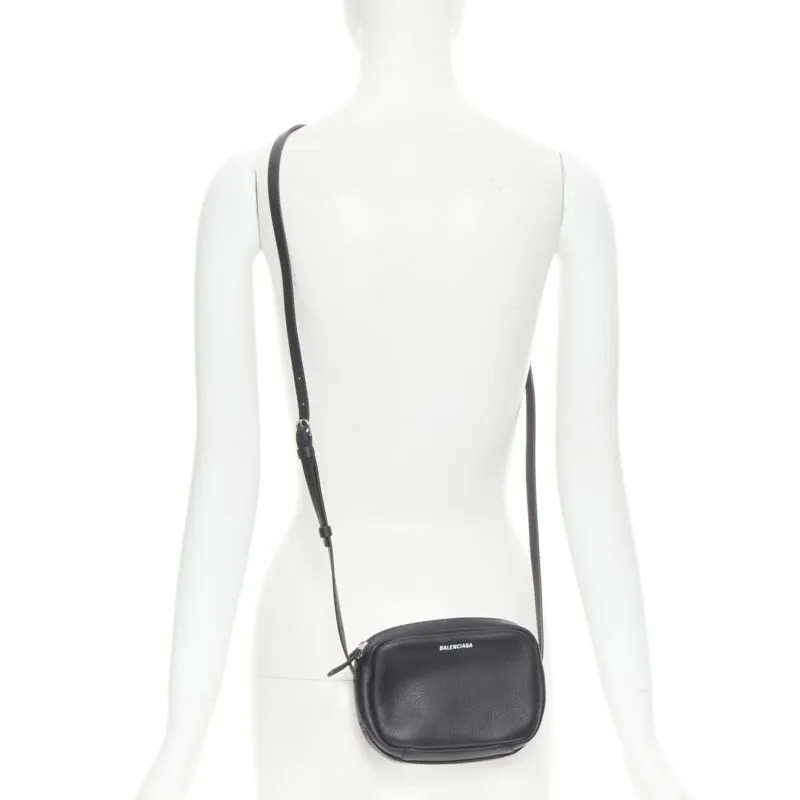 BALENCIAGA Demna Everyday Camera XS black leather logo print crossbody bag