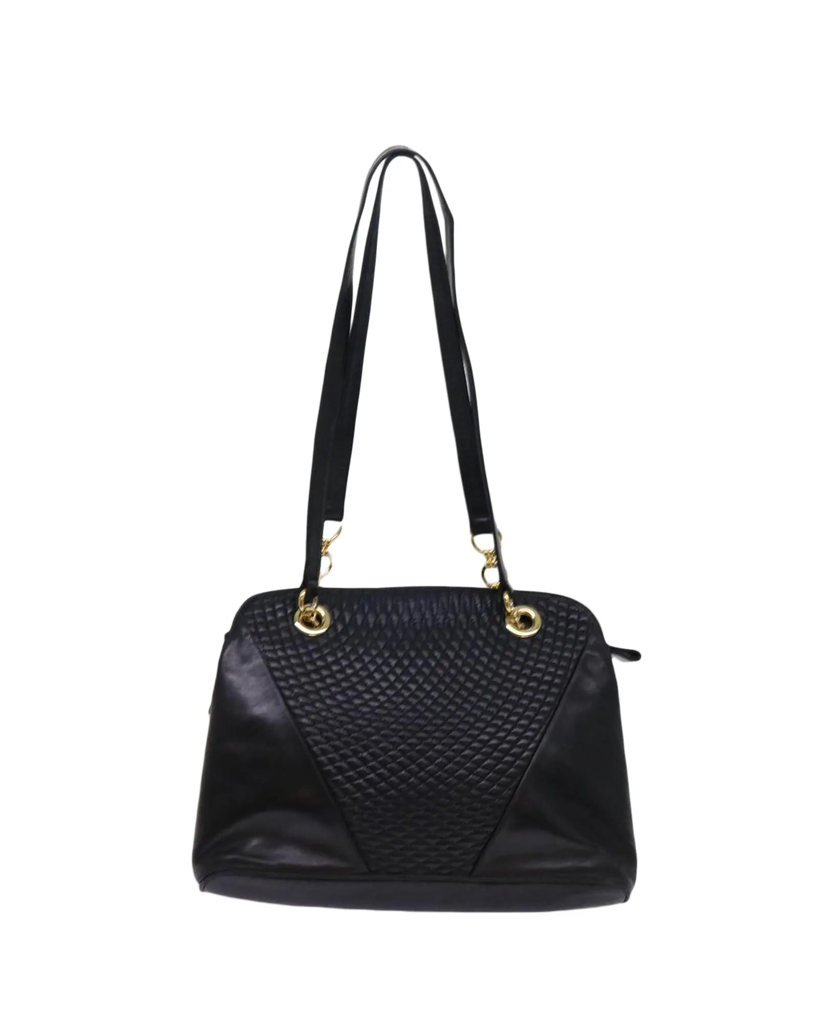 Bally Black Leather Shoulder Bag with Gold Hardware