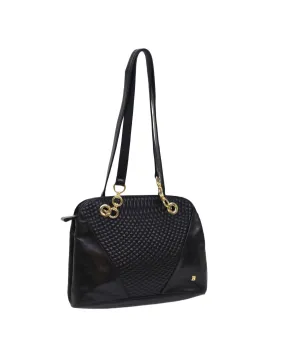 Bally Black Leather Shoulder Bag with Gold Hardware