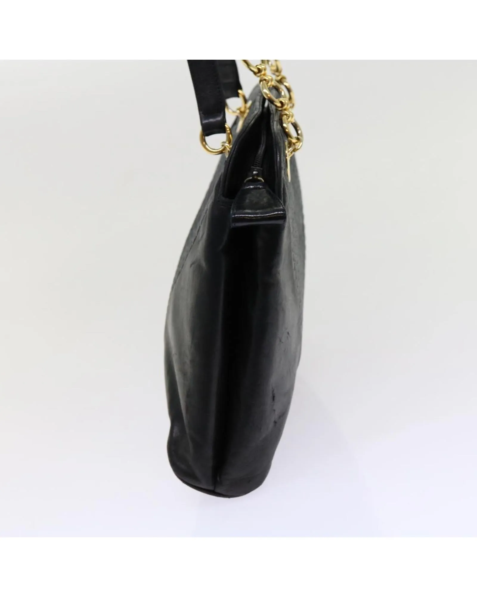 Bally Black Leather Shoulder Bag with Gold Hardware