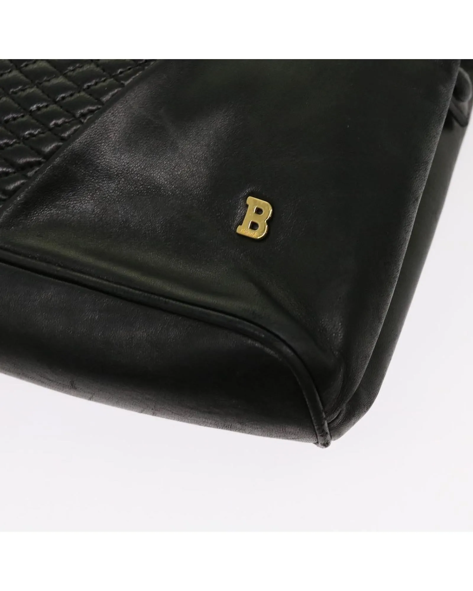 Bally Black Leather Shoulder Bag with Gold Hardware