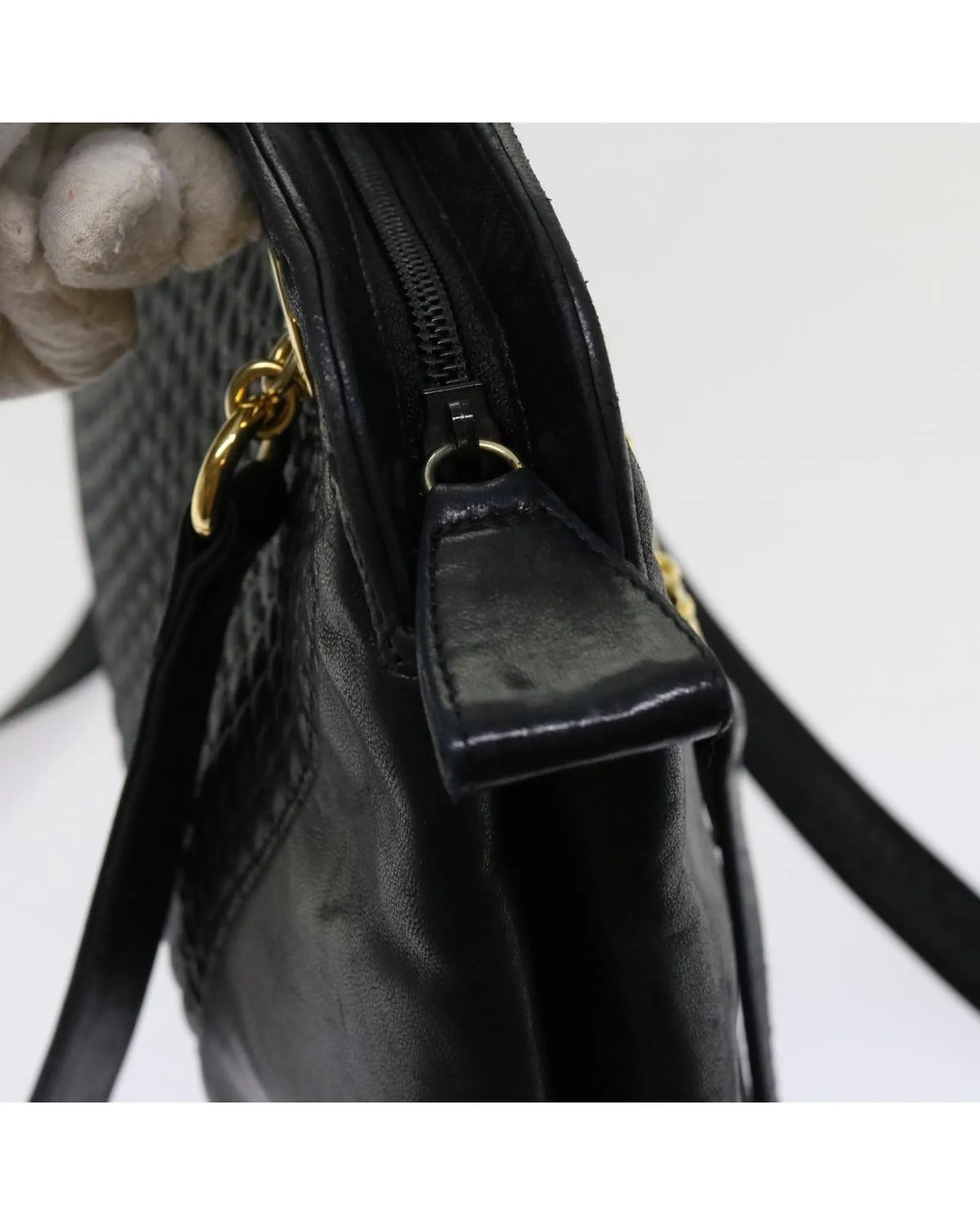 Bally Black Leather Shoulder Bag with Gold Hardware