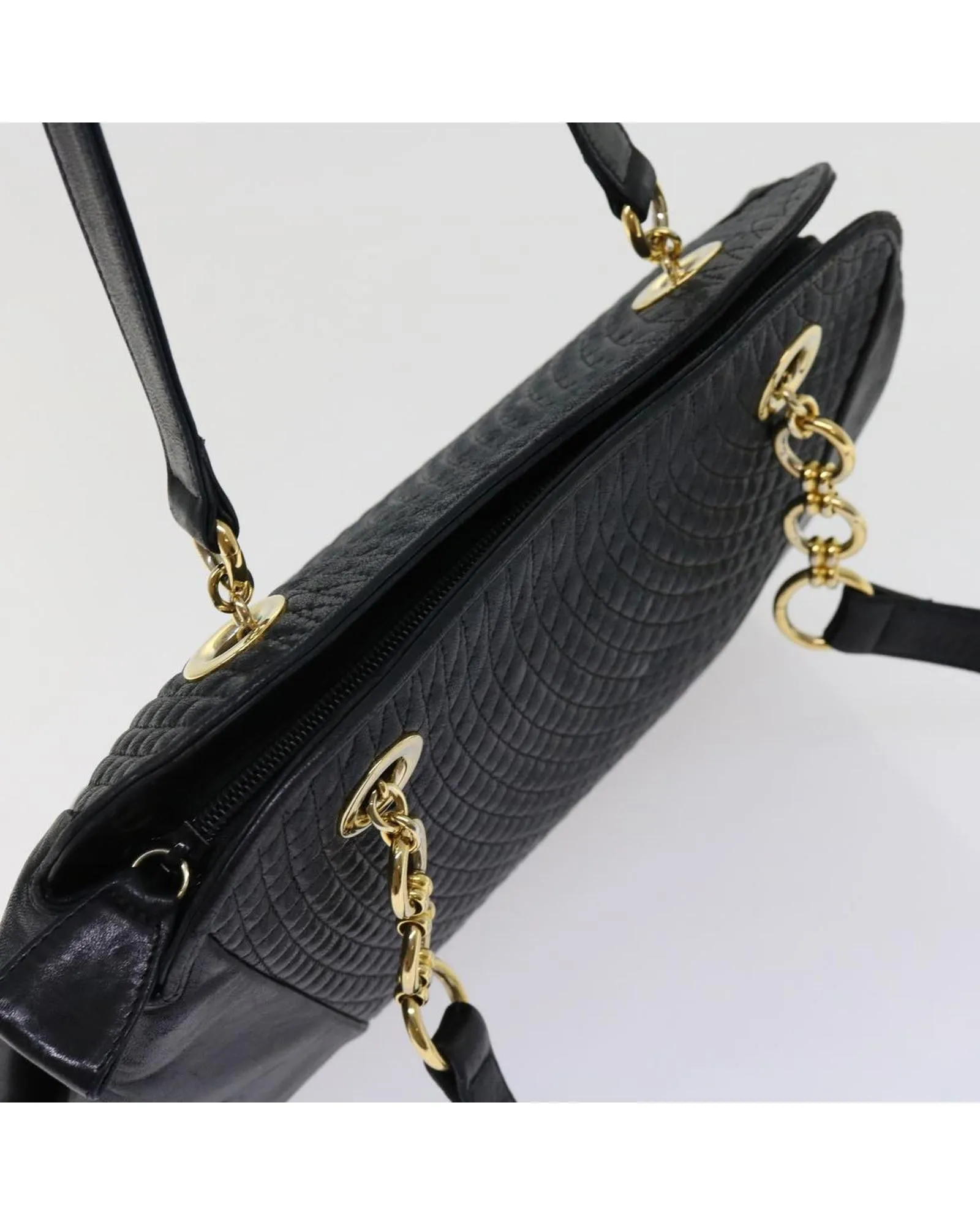 Bally Black Leather Shoulder Bag with Gold Hardware