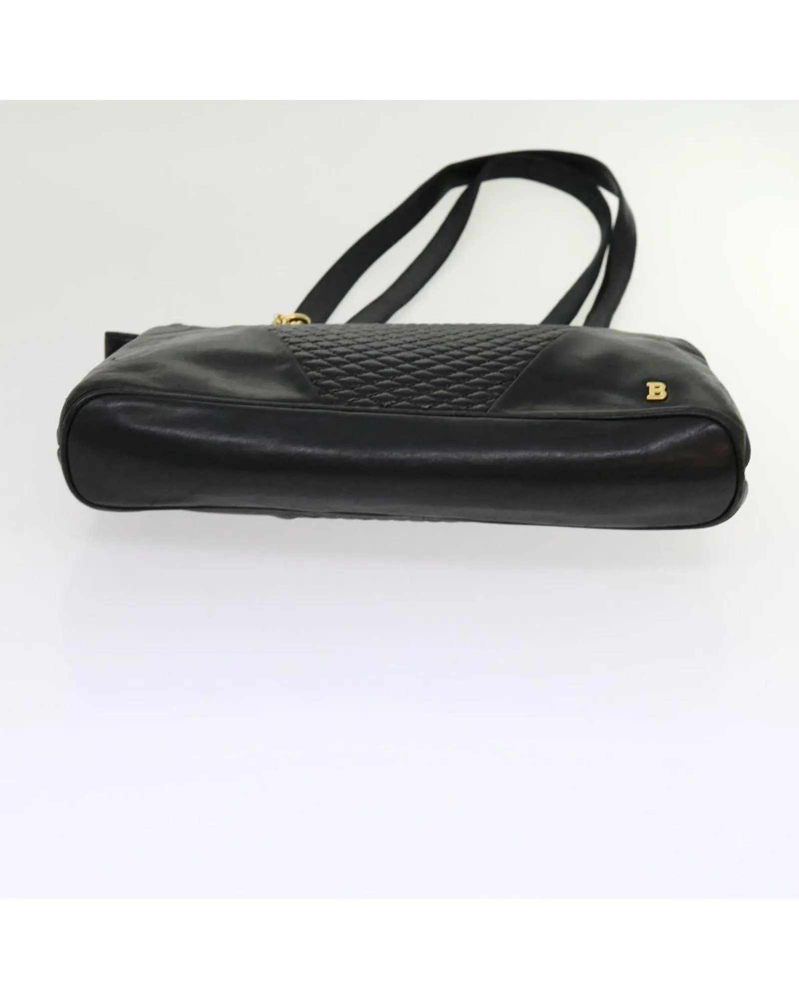 Bally Black Leather Shoulder Bag with Gold Hardware