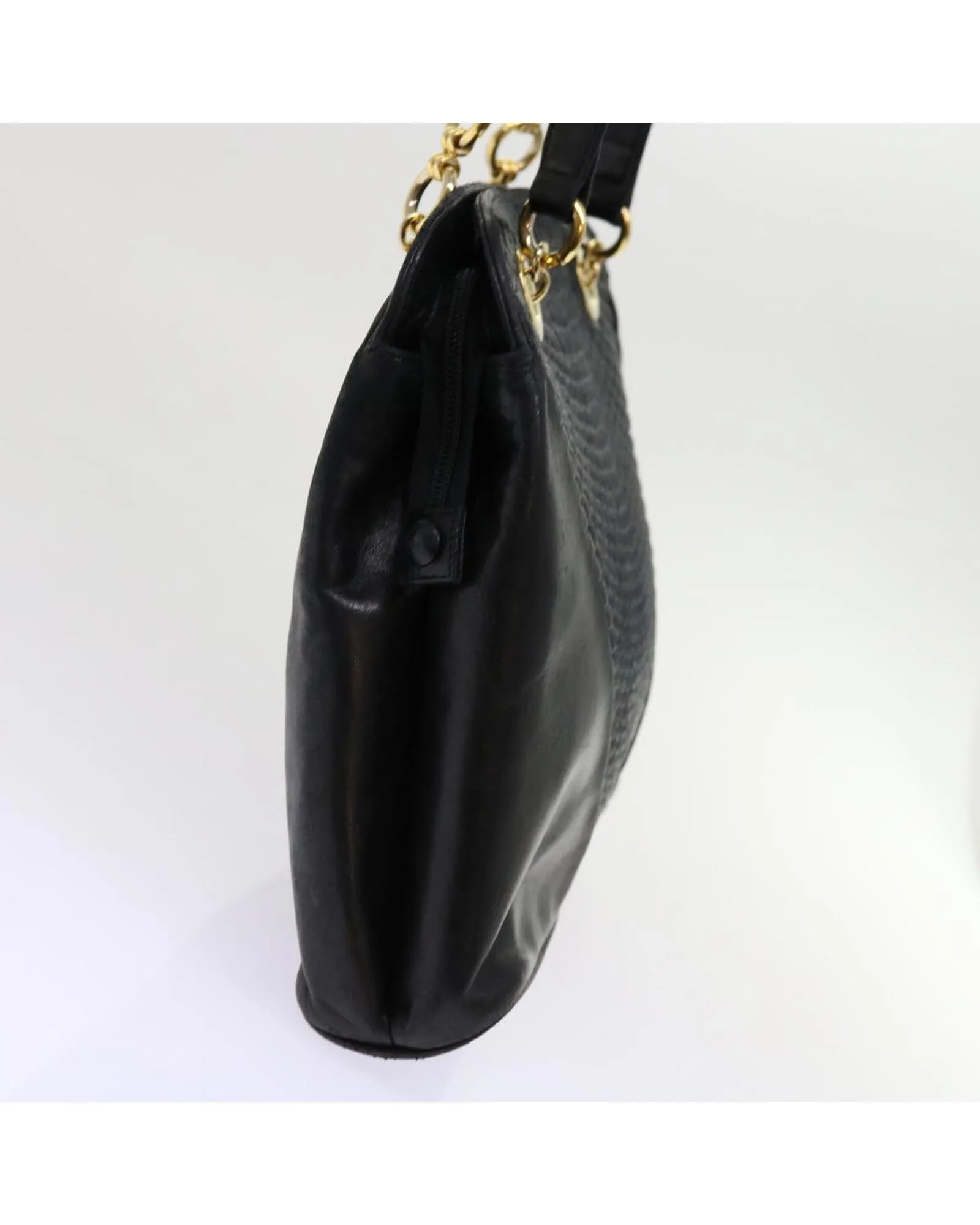 Bally Black Leather Shoulder Bag with Gold Hardware