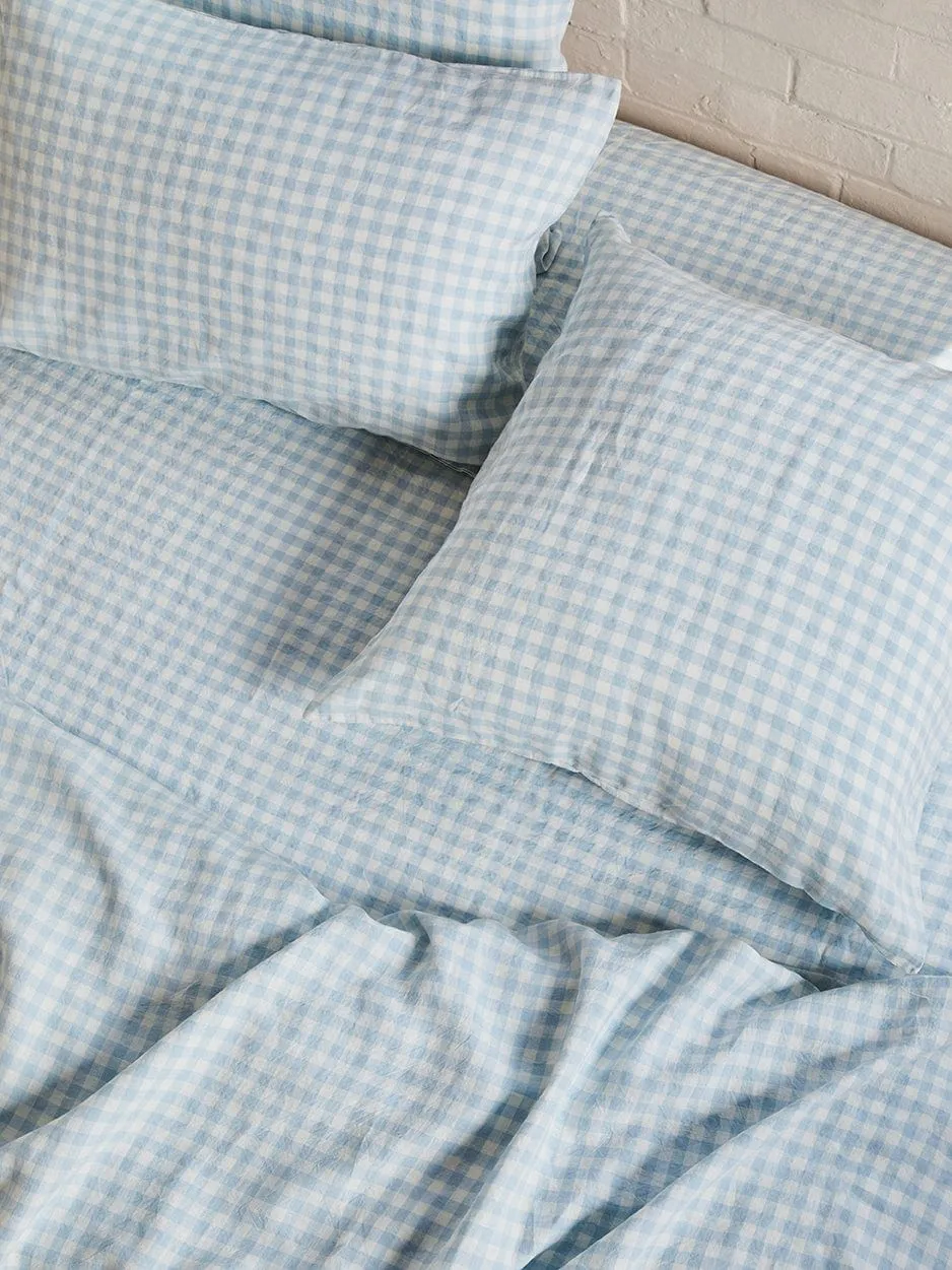 Blue Gingham – Linen Pillowcase Set