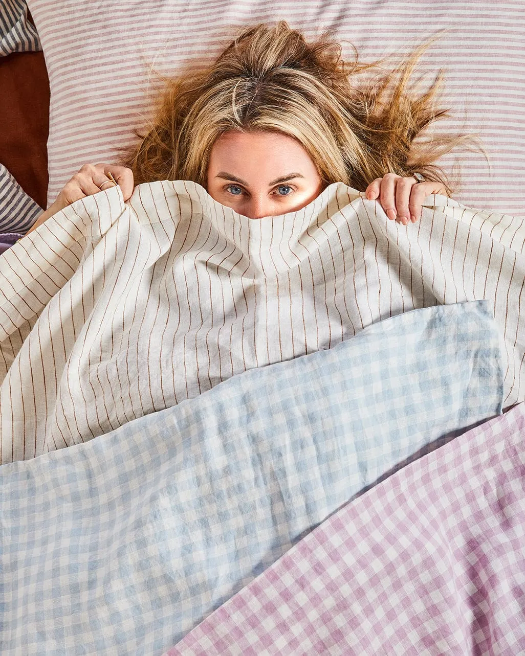 Blue Gingham – Linen Pillowcase Set