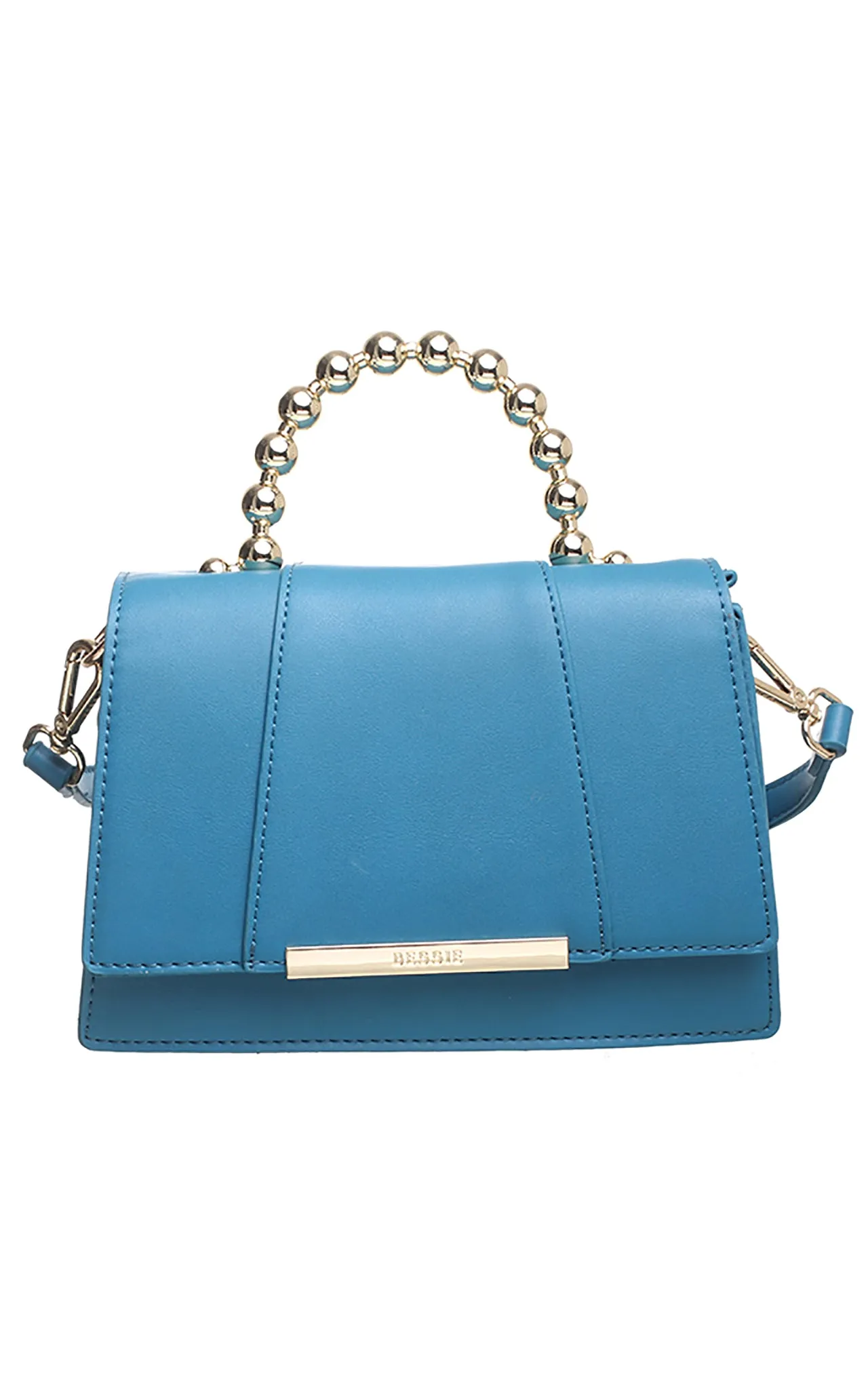 Blue Top Handle Flap Over Bag - Bessie London