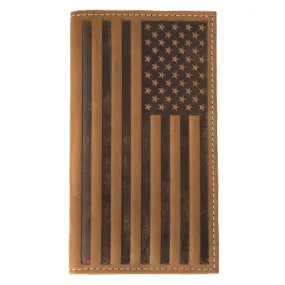Brown Embossed Flag Rodeo Wallet ~ Checkbook