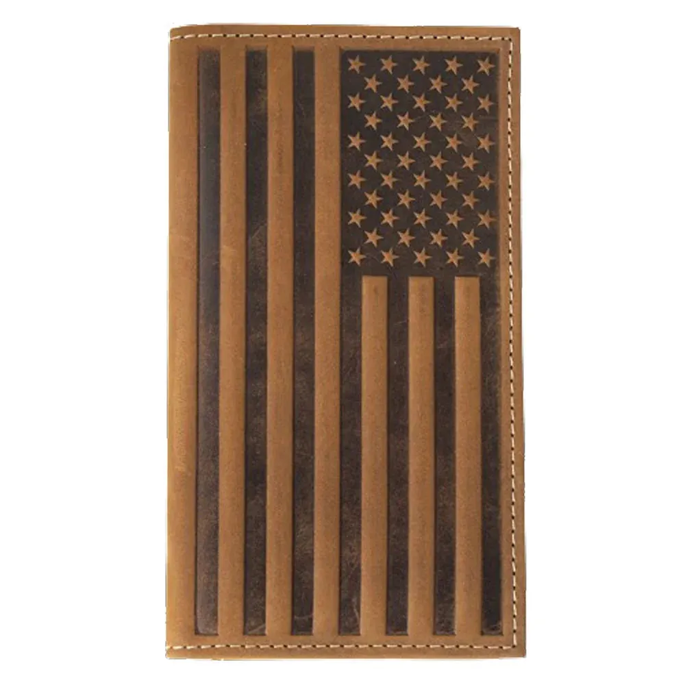Brown Embossed Flag Rodeo Wallet ~ Checkbook
