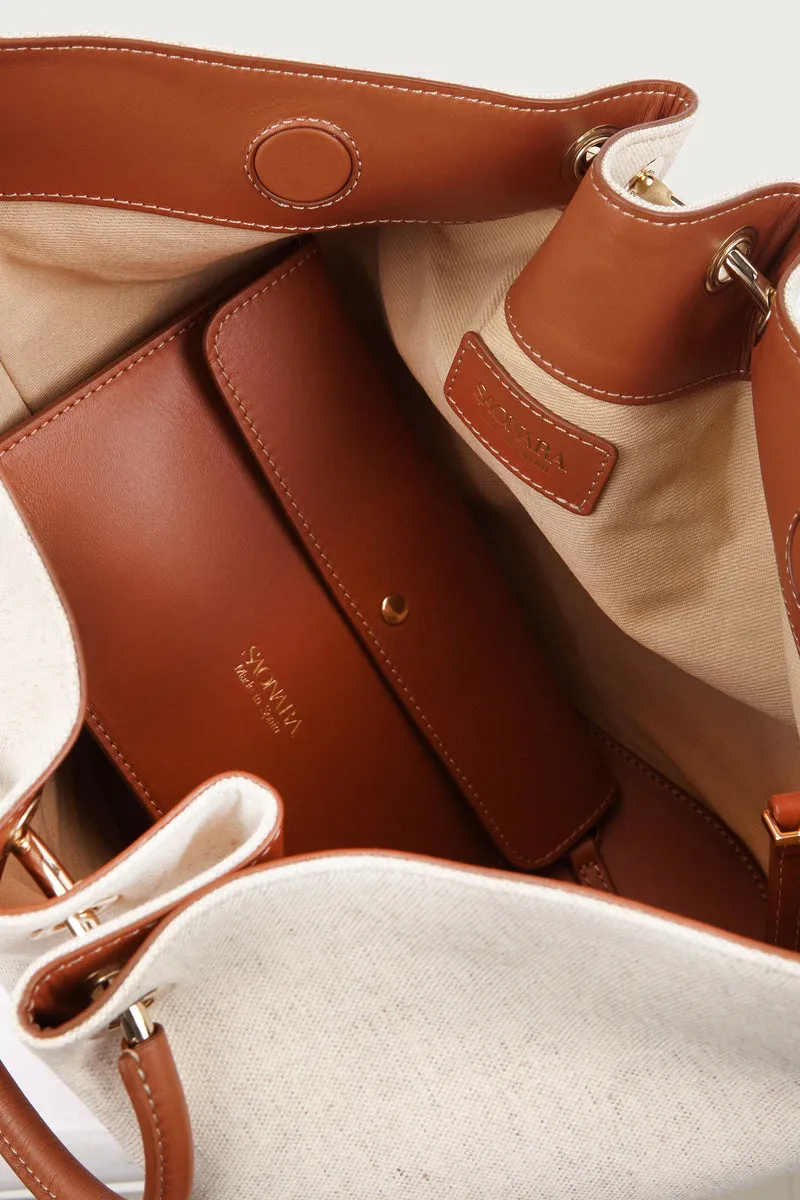 CAPAZO LINEN TOP HANDLE BAG