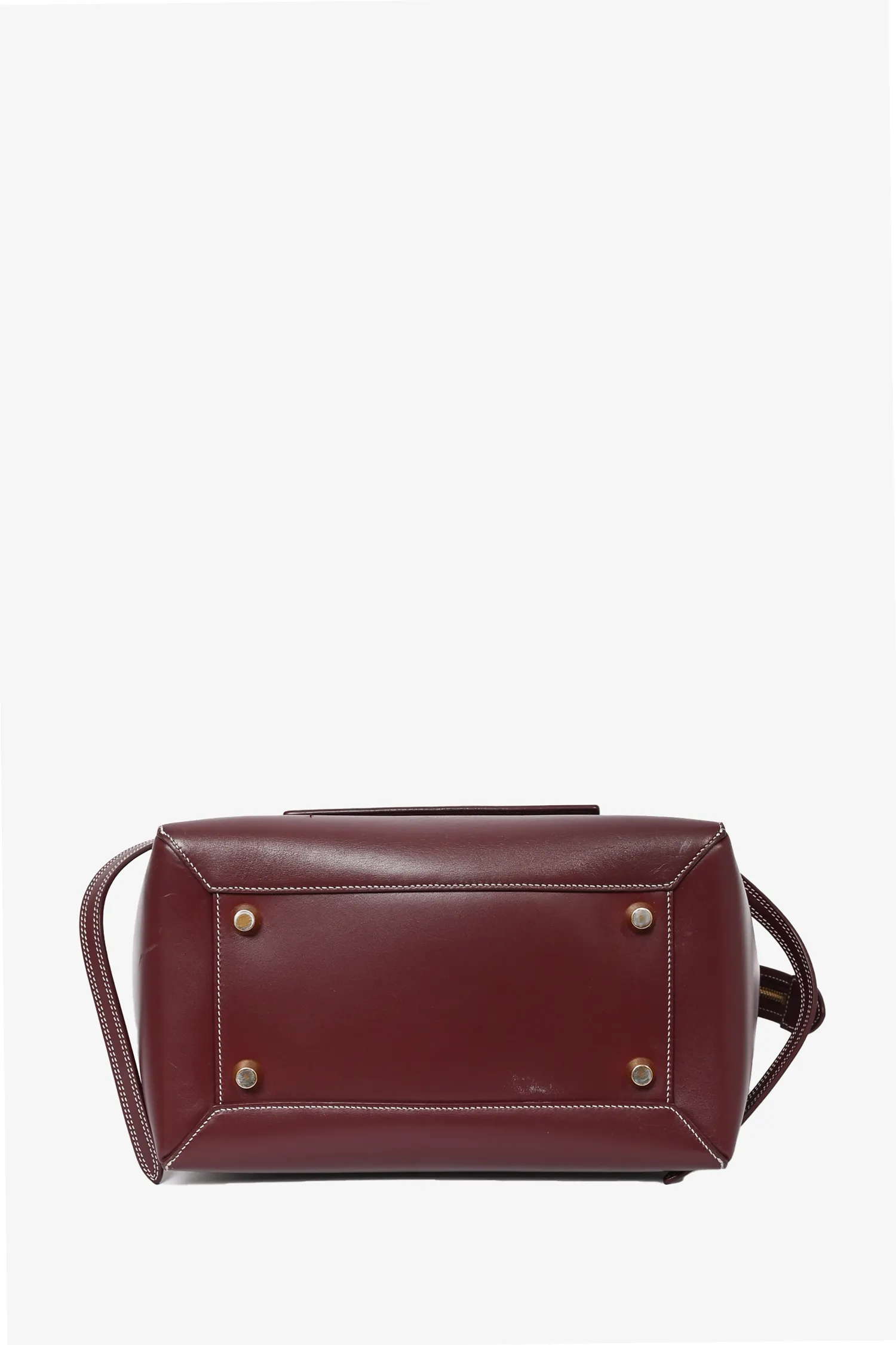 Celine 2016 Burgundy Contrast Stitch Mini Belt Bag with Strap