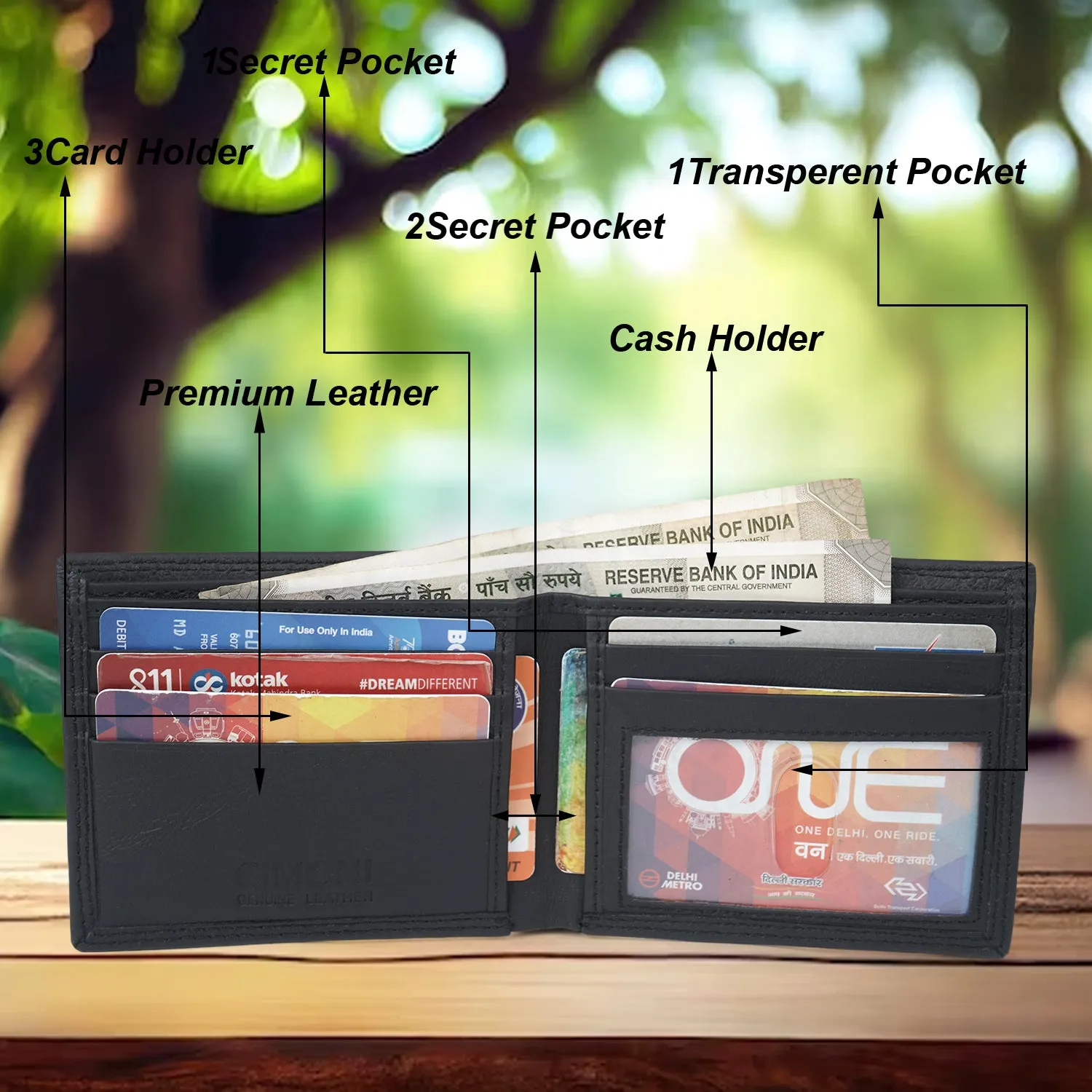 CIMONI Genuine Leather Wallet for Men I Ultra Strong Stitching I 7 Credit Card Slots
