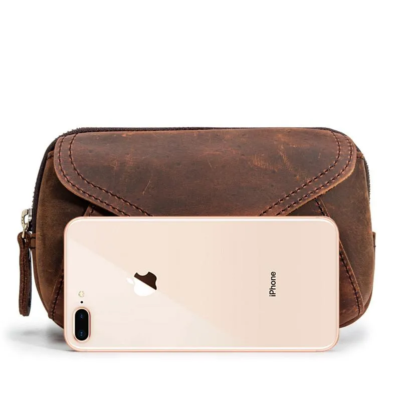 Classy Brown Leather Mens Work Clutch Bag Wirstlet Clutch Mobile Phone Bag For Men