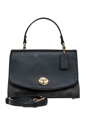 Coach - Black Fold Over w/ Brown Logo Crossbody Bag