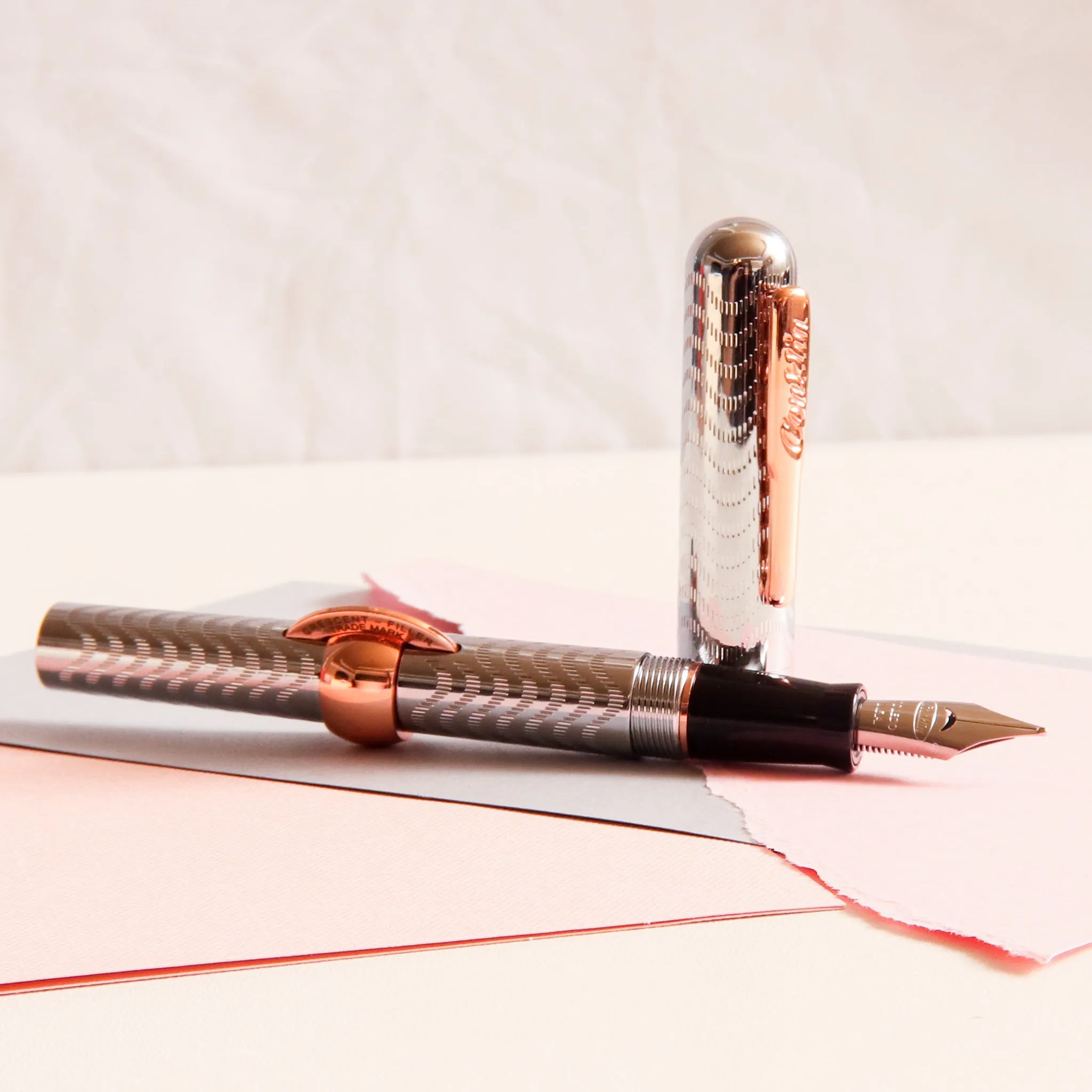 Conklin Mark Twain Crescent Filler 125th Anniversary Rose Gold Fountain Pen
