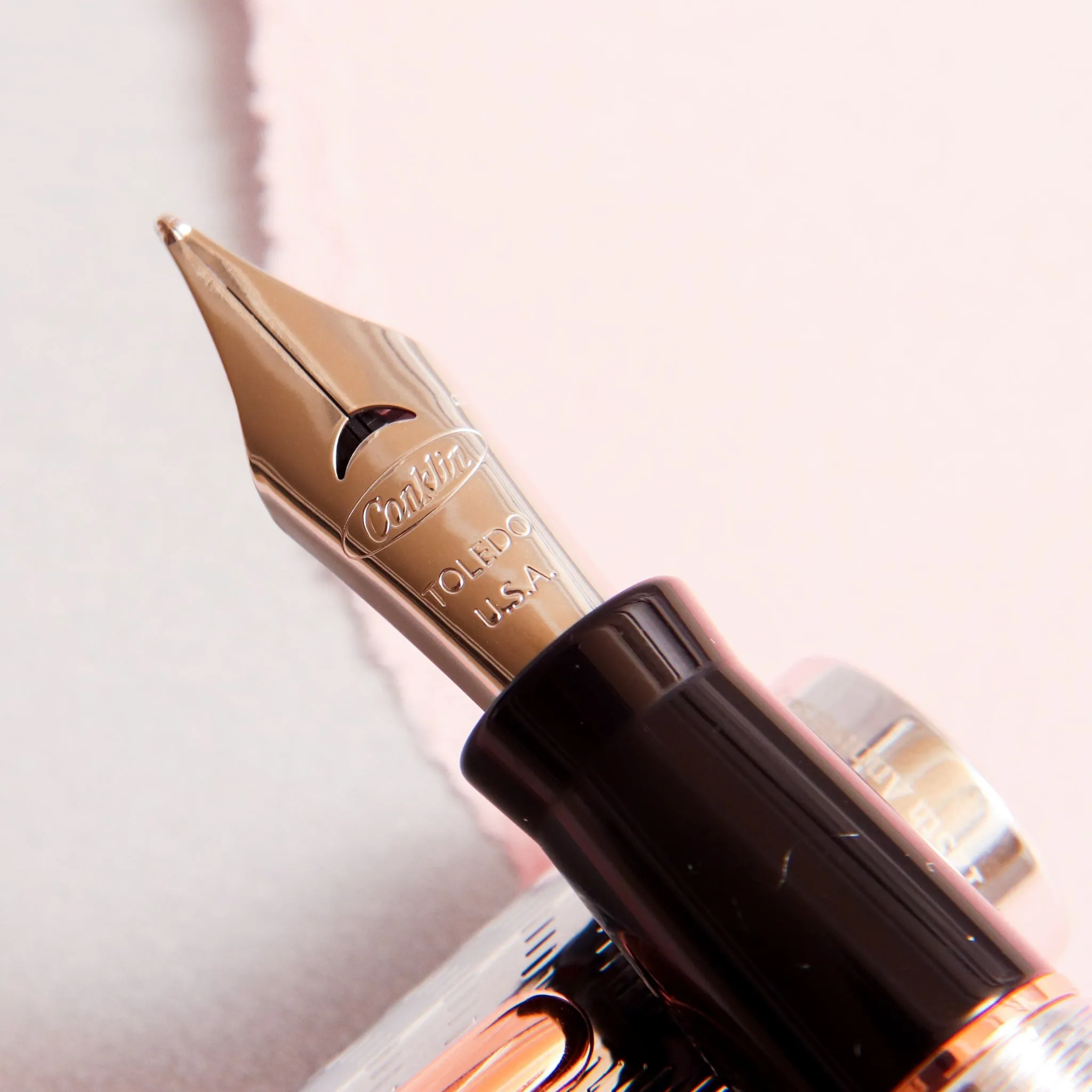 Conklin Mark Twain Crescent Filler 125th Anniversary Rose Gold Fountain Pen