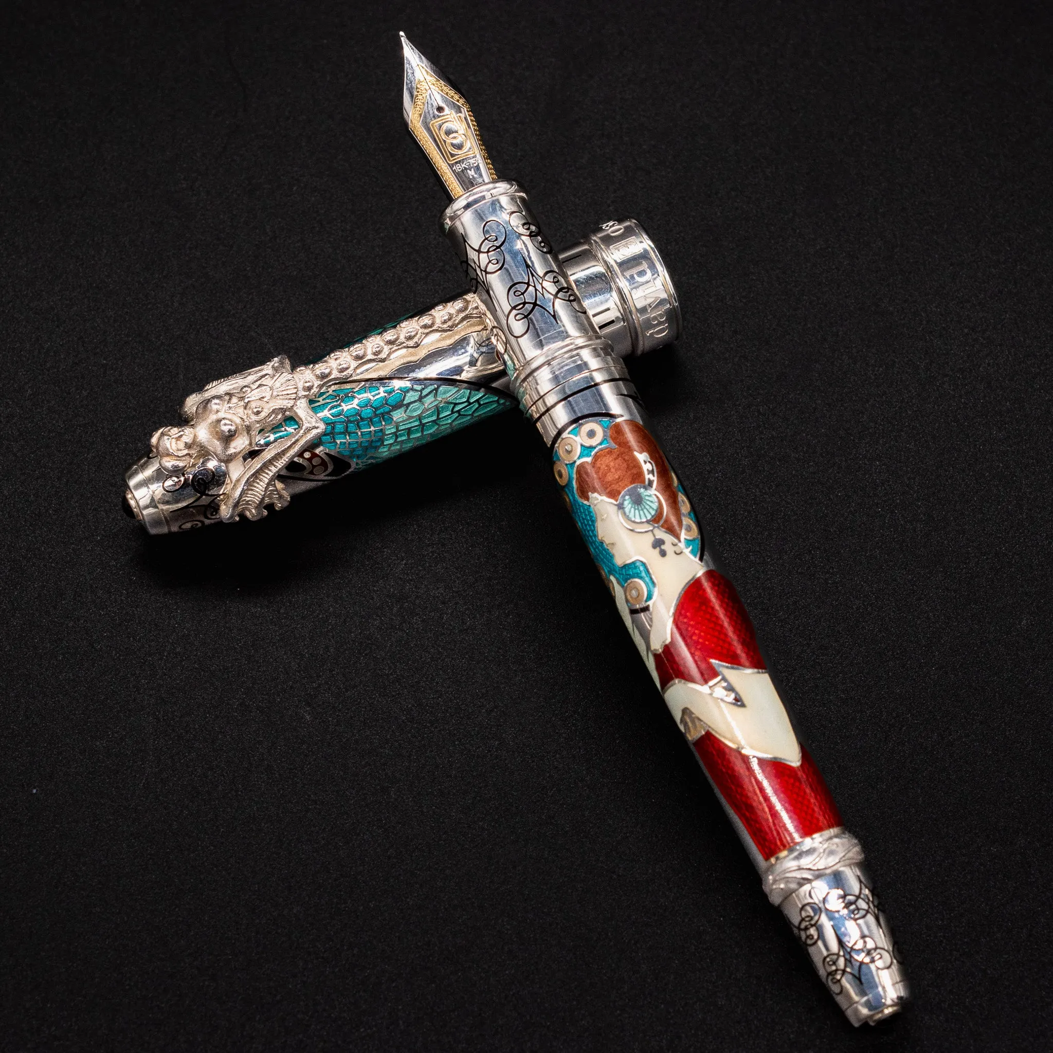 David Oscarson 25th Anniversary Art Nouveau Fountain Pen - Ruby Red