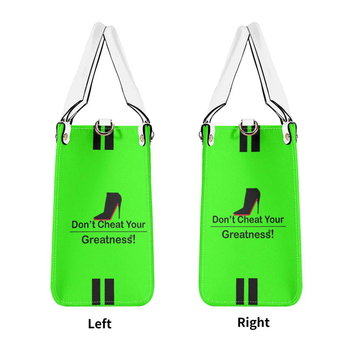 DCYG  Black Red Bottoms & Neon Green Multiple Sizes Upgraded Luxury Women PU Leather Handbag