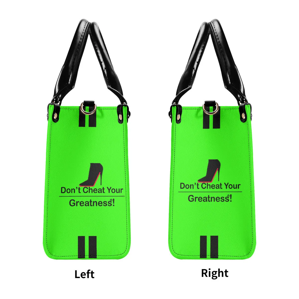 DCYG  Black Red Bottoms & Neon Green Multiple Sizes Upgraded Luxury Women PU Leather Handbag