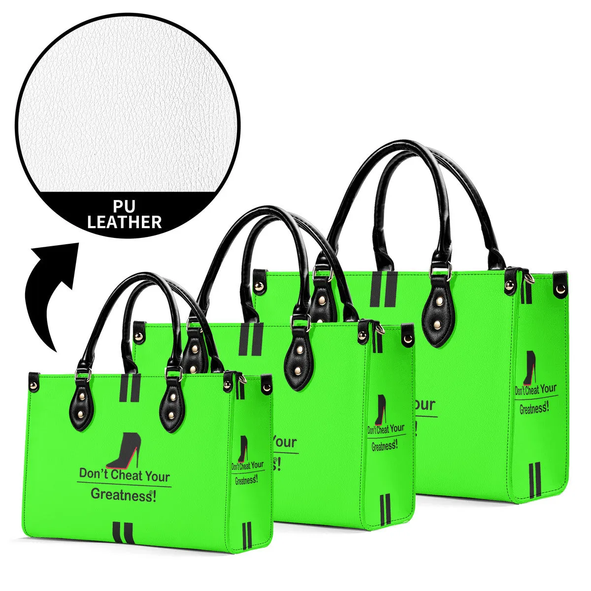 DCYG  Black Red Bottoms & Neon Green Multiple Sizes Upgraded Luxury Women PU Leather Handbag