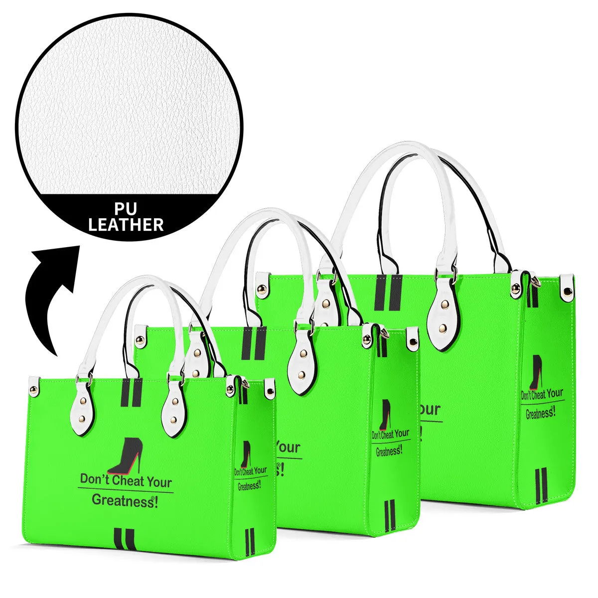 DCYG  Black Red Bottoms & Neon Green Multiple Sizes Upgraded Luxury Women PU Leather Handbag